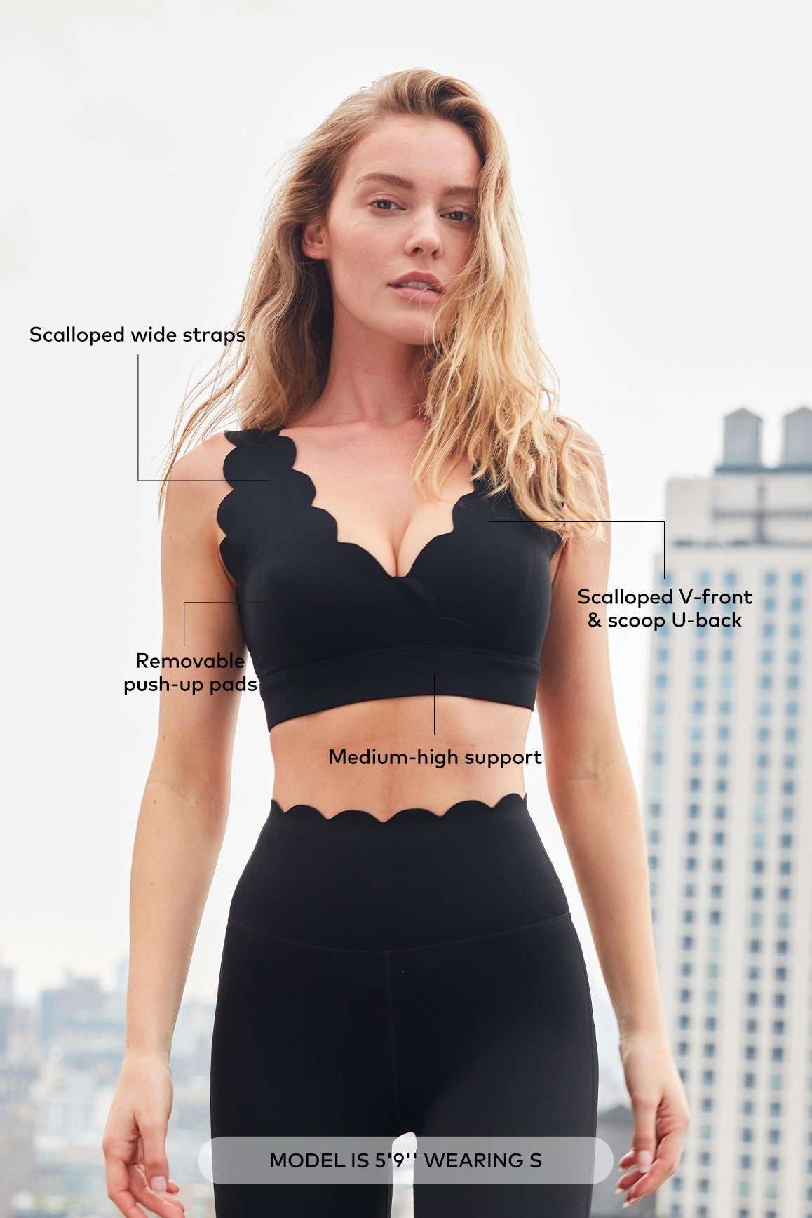 WISKII Soufflé Sports Bra in light pink with supportive straps and moisture-wicking fabric, designed for active wear.