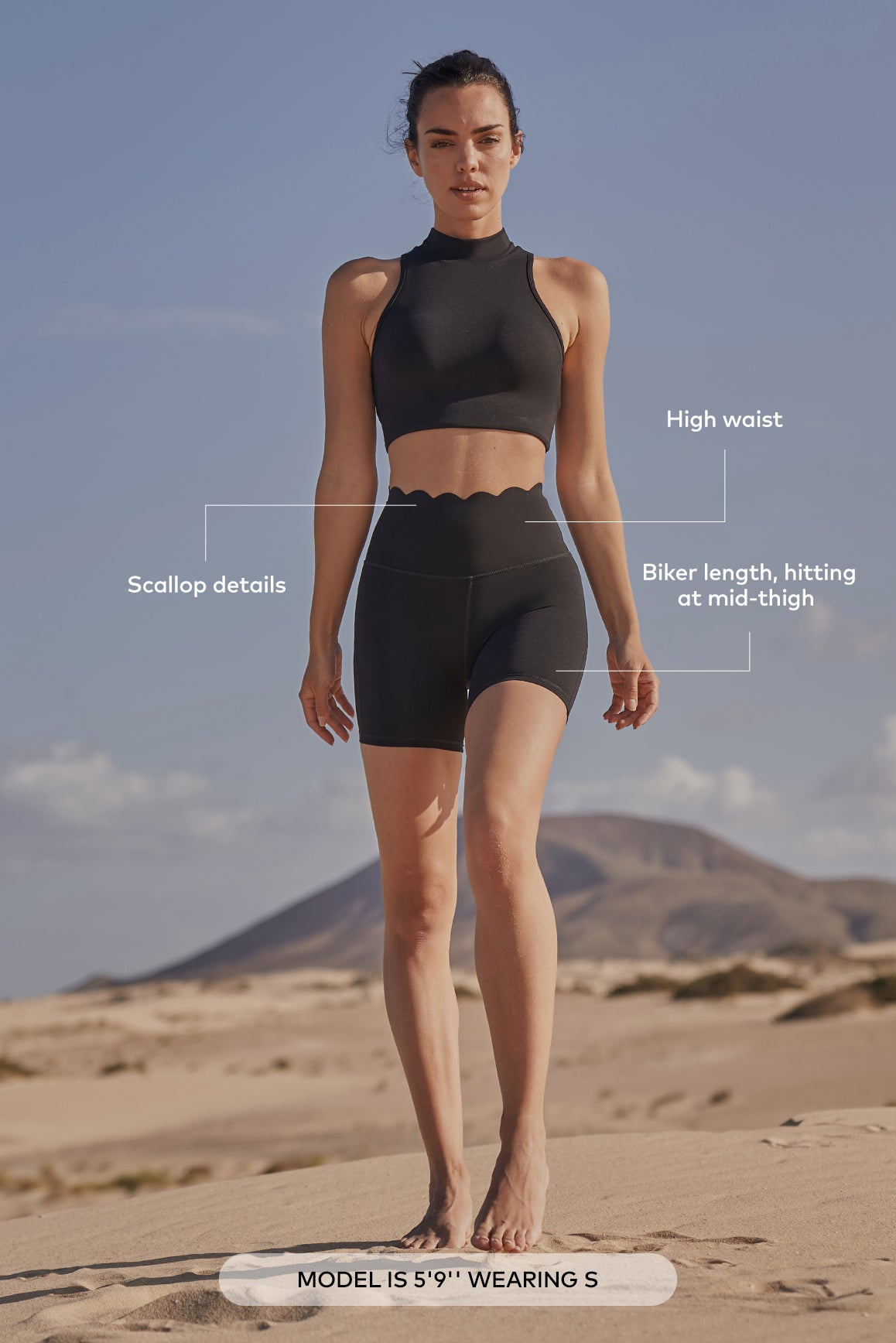 WISKII high-waist sculpting biker shorts shown on a model, emphasizing snug fit and comfortable stretch for active wear.