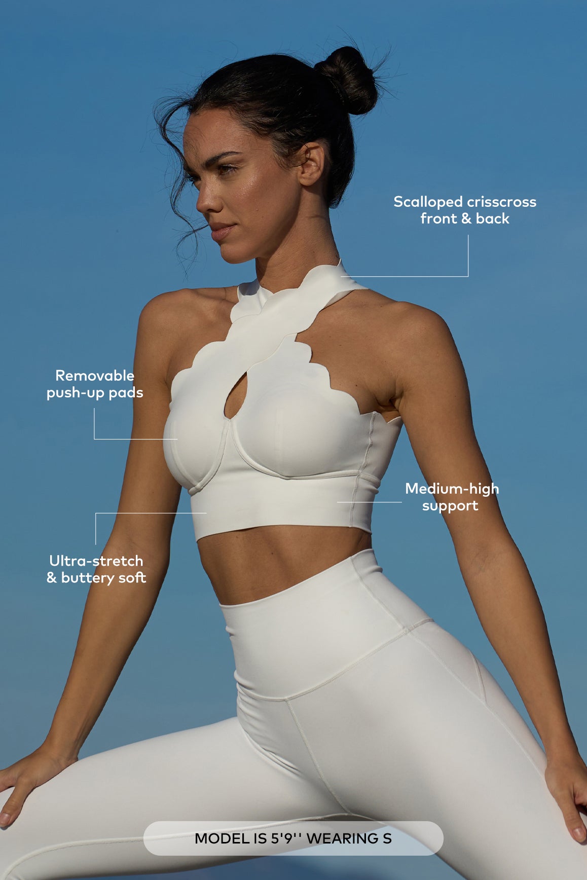 WISKII Crisscross Sports Bra showing black fabric with stylish crisscross straps and supportive design.