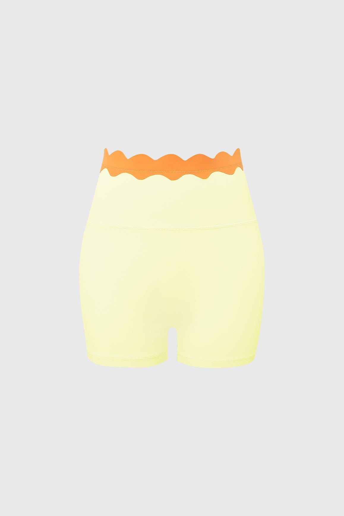 WISKII contrast scallop scrunch shorts featuring stylish scalloped edges and a relaxed fit, perfect for casual wear.