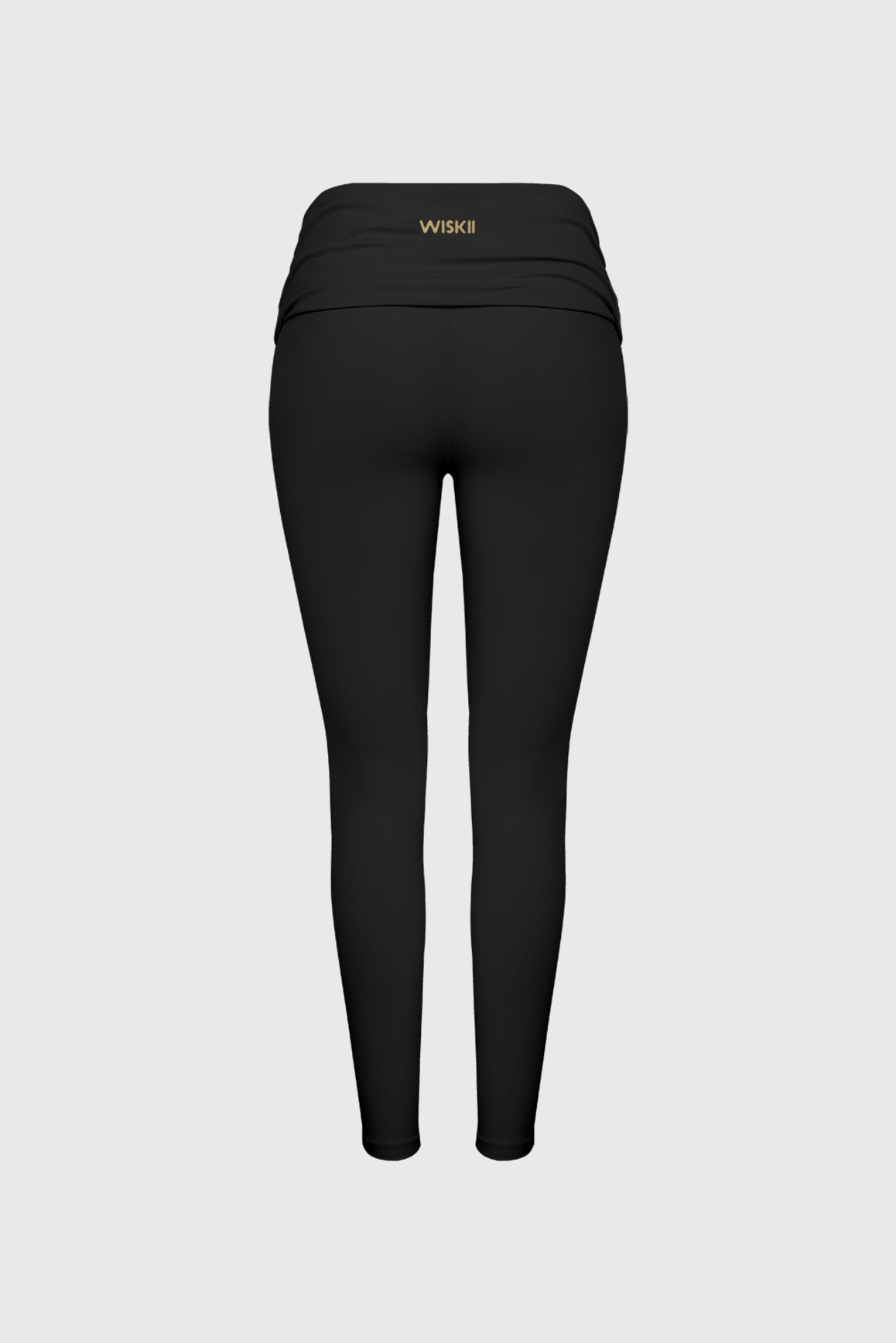 Draped Fold-Over Low-Rise Scrunch Leggings