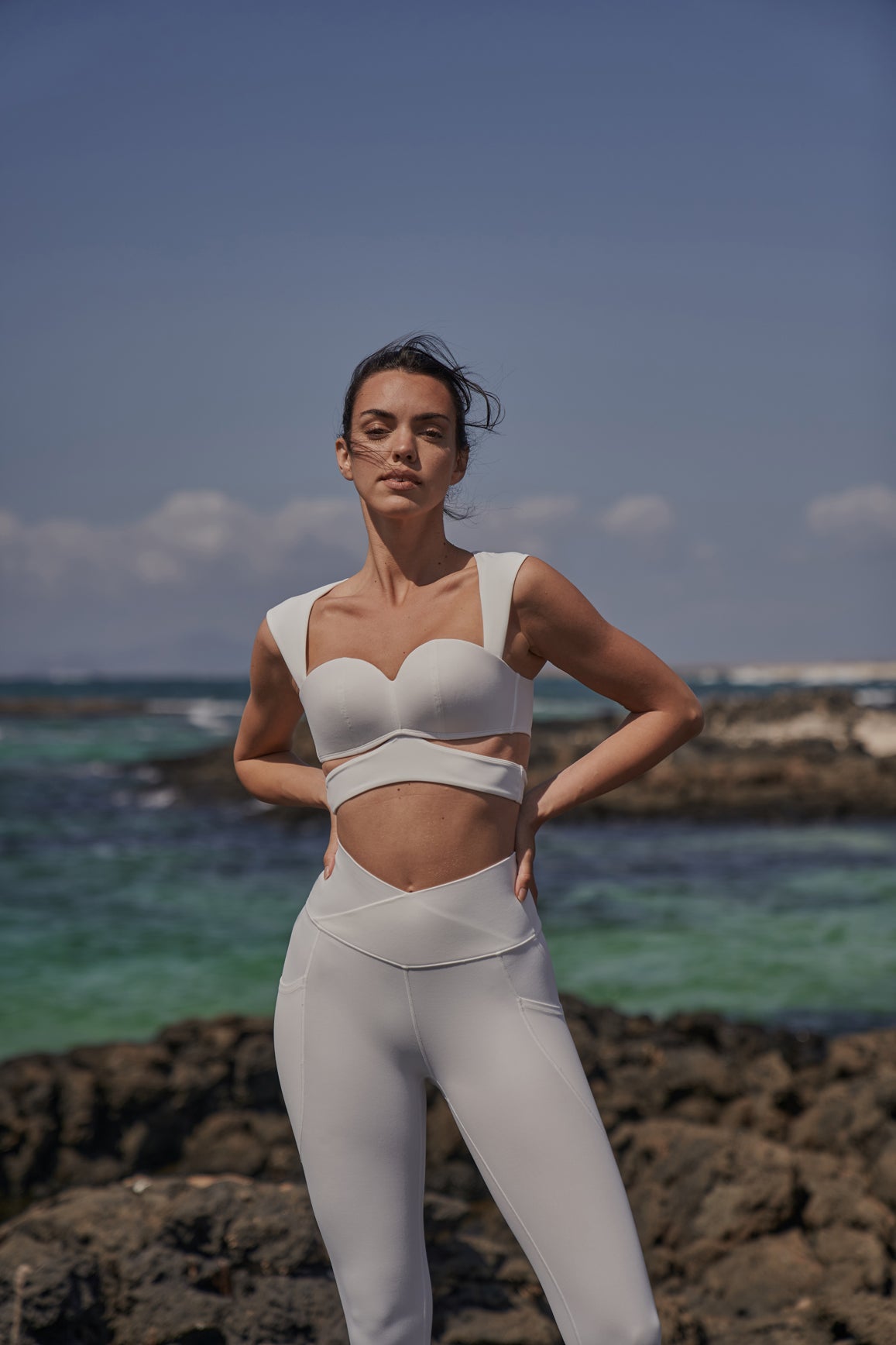 Elegant Corset Sports Bra + V-Waist Utility Legging-WISKII-Active-ivory
