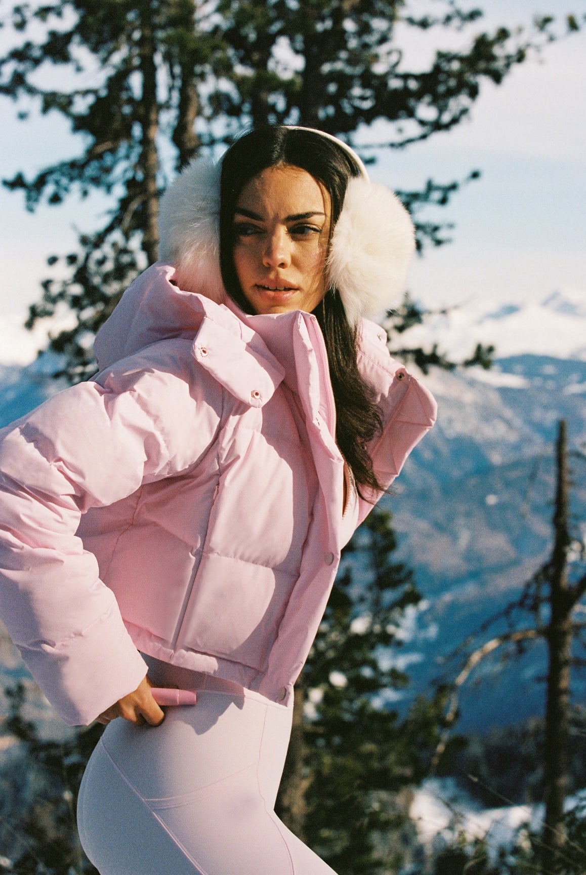 Model wears WISKII Goose Down Water-Repellent Jacket | WISKII Active | Ballet Blush