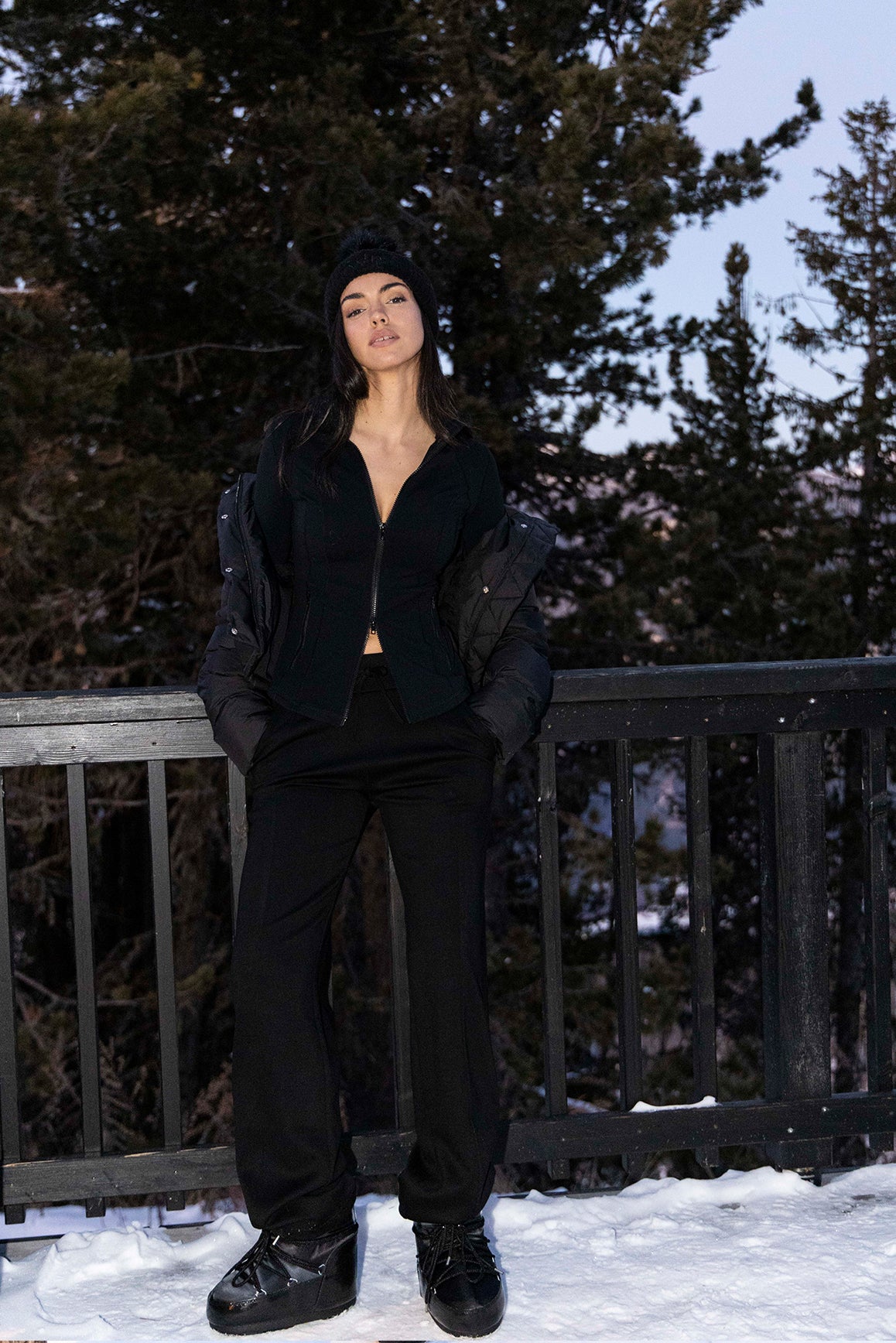 Model wears a Double Zip Slim Fit Active Jacket | WISKII ACTIVE | Black