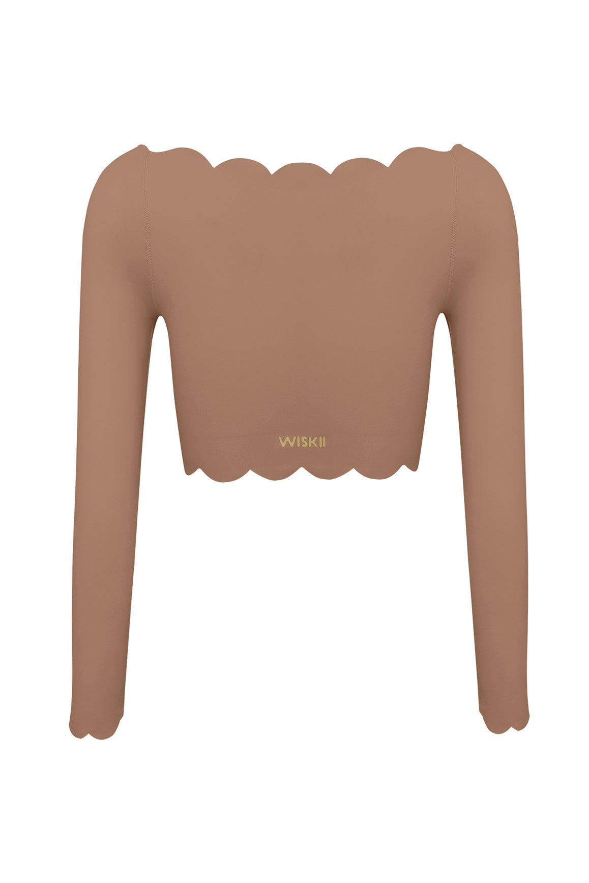 Off Shoulder Long Sleeve Crop Top | Color Tuscan Tan | WISKII Active