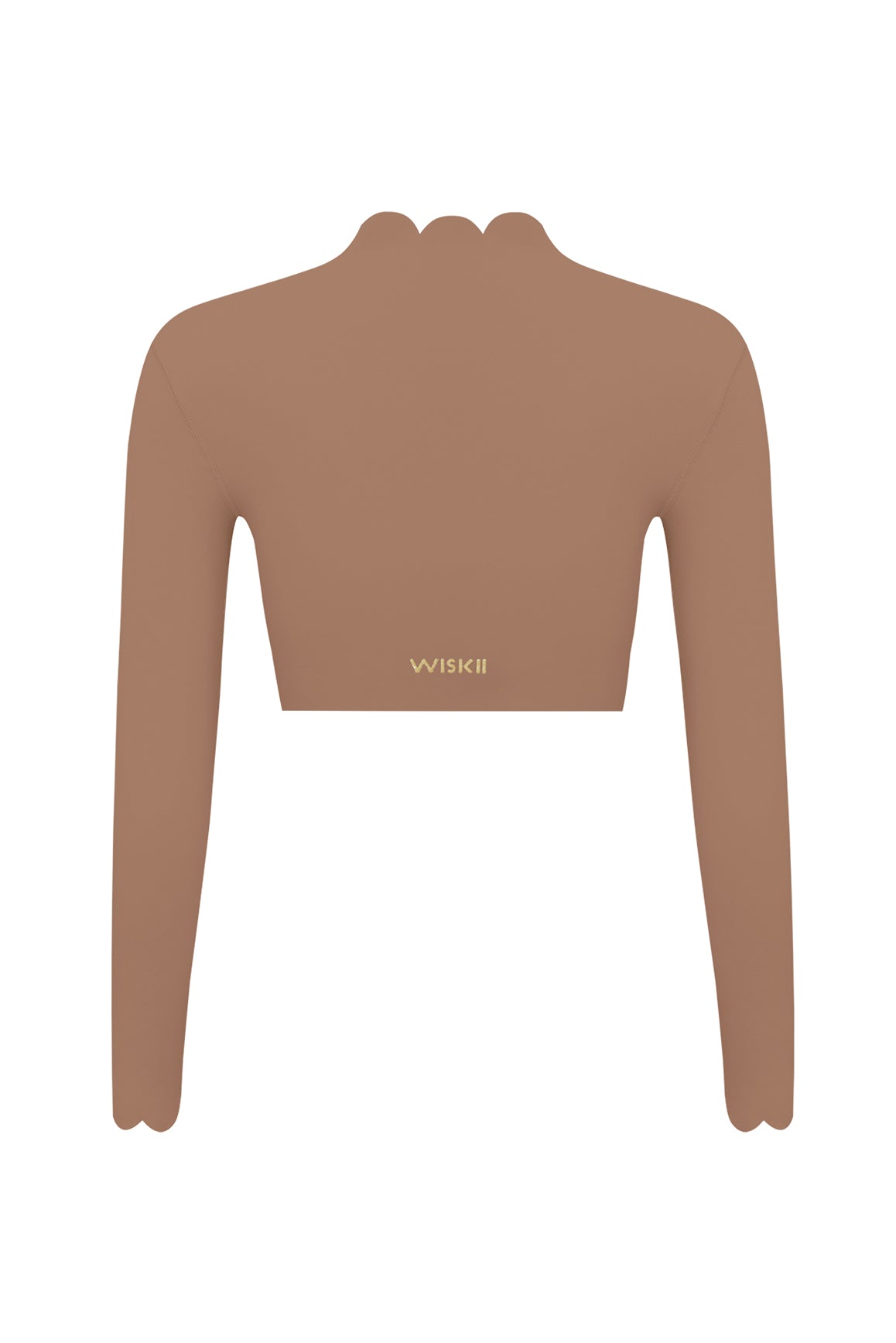 Scallop Cropped Long Sleeve Top | Color Tuscan Tan | WISKII Active