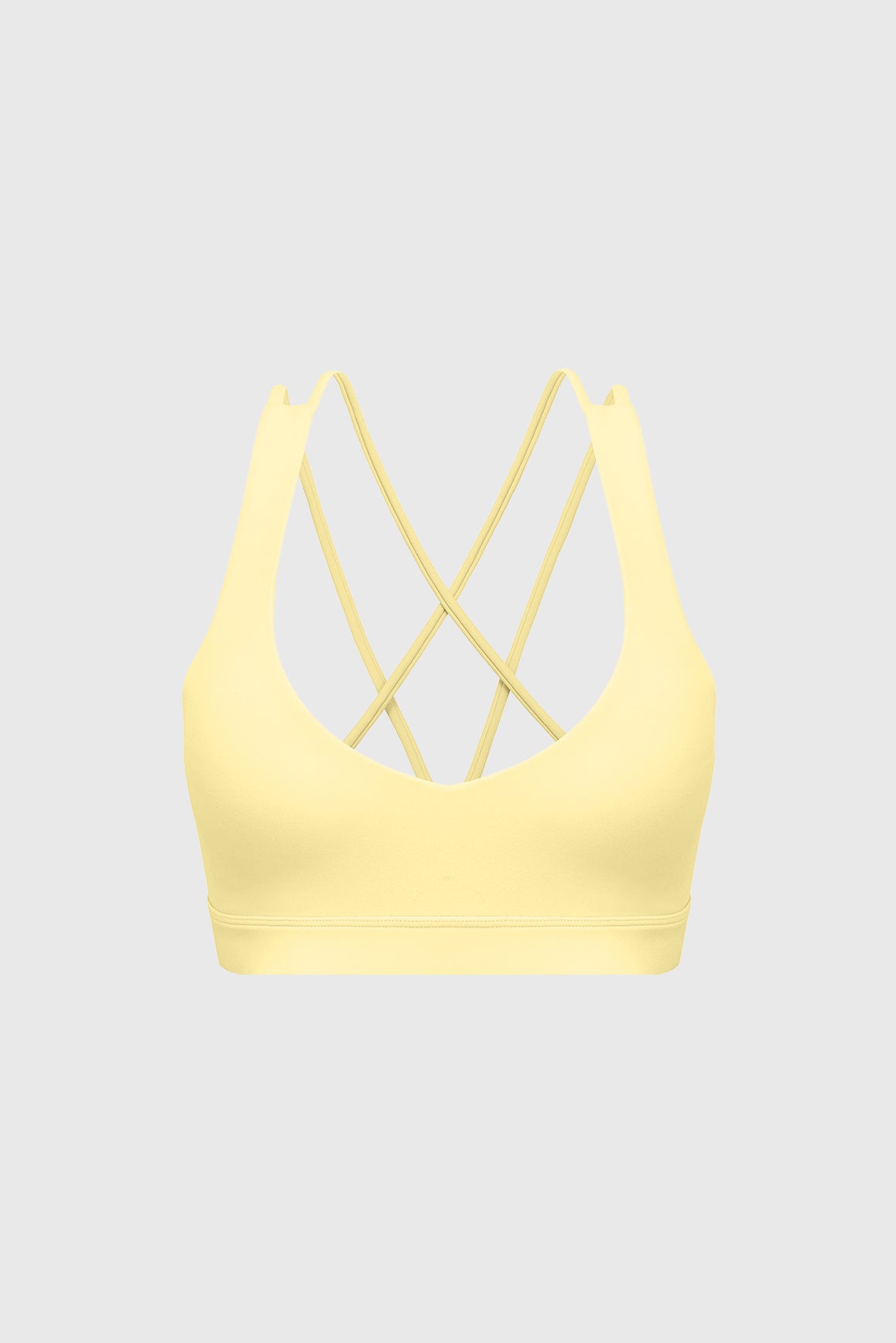 Scoop Neck Crossback Bra | Lemon Drop sports bra featuring a strappy criss-cross back and scoop neckline | WISKII Active