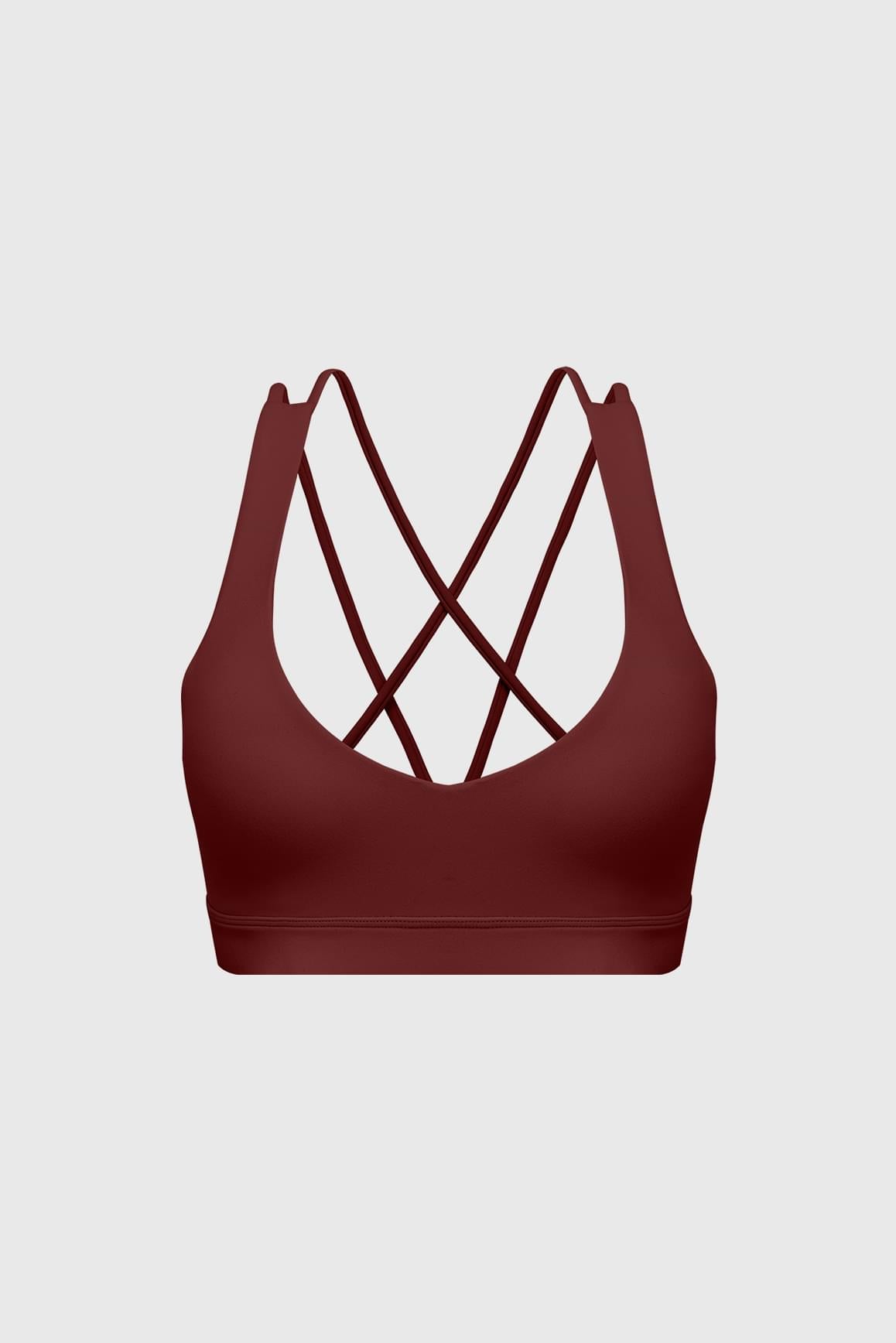 Scoop Neck Crossback Bra | Mulled Wine sports bra featuring a strappy criss-cross back and scoop neckline | WISKII Active
