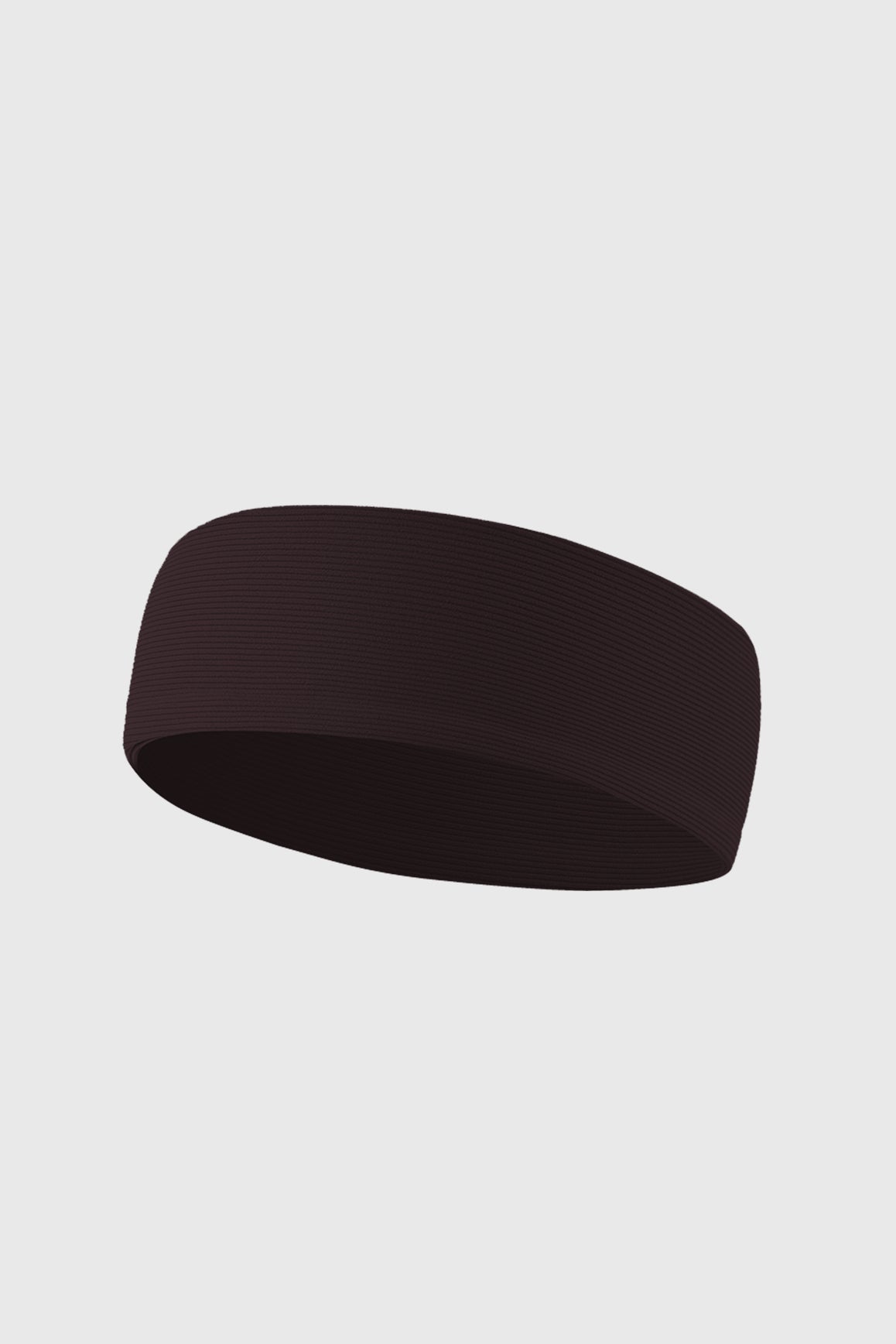 Velvet ribbed WISKII stretchy headband in fig color, stylish accessories for active or casual wear.