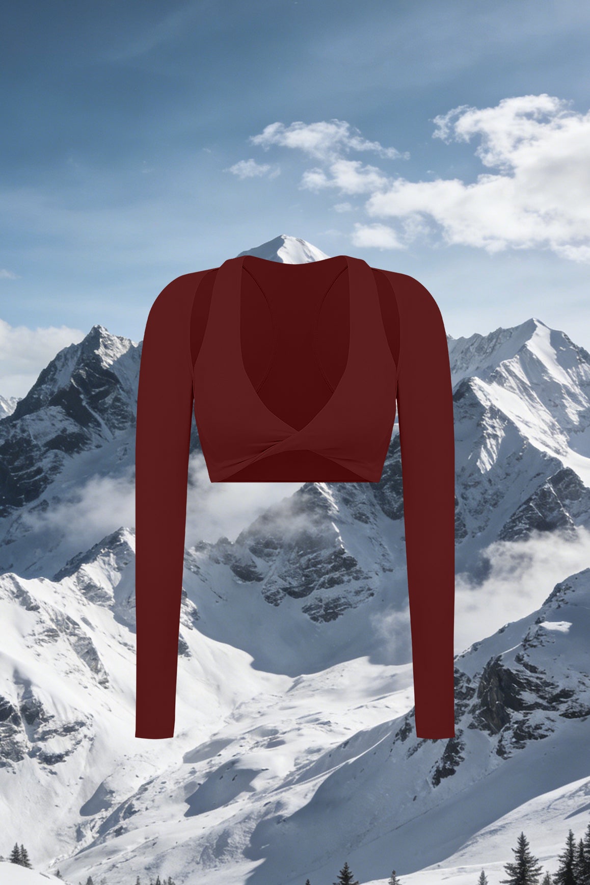 Twist-Front Shoulder Cut Crop Top | Mulled Wine Tops | WISKII Active