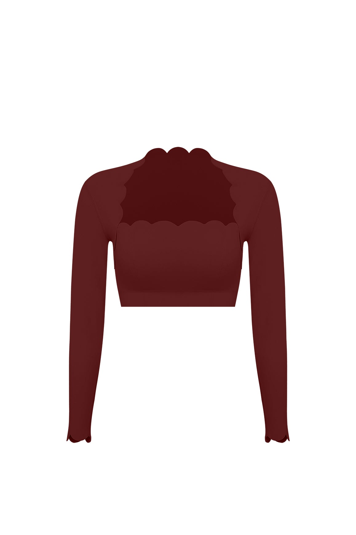 扇貝邊短款長袖上衣