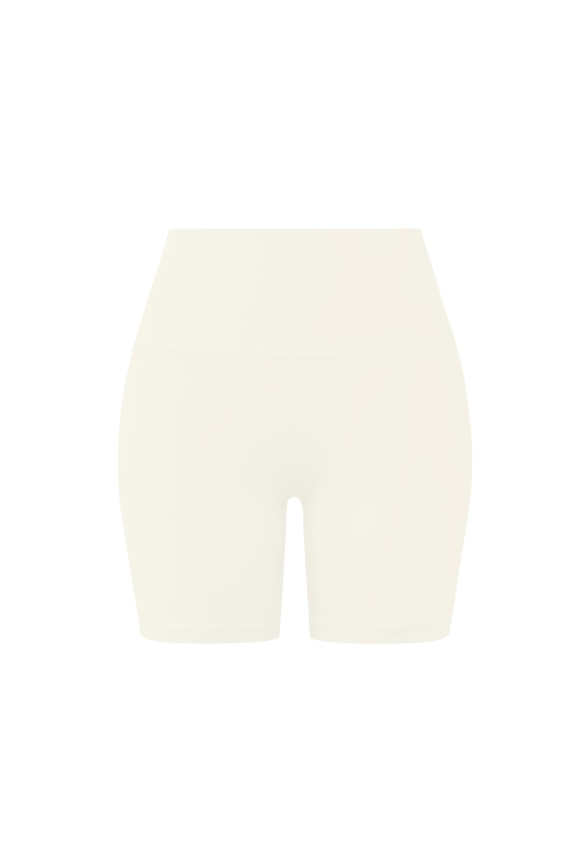 WISKII High-Waist Vigor Scrunch Shorts in oat milk color, showcasing the stylish high-waist design and scrunch detail.