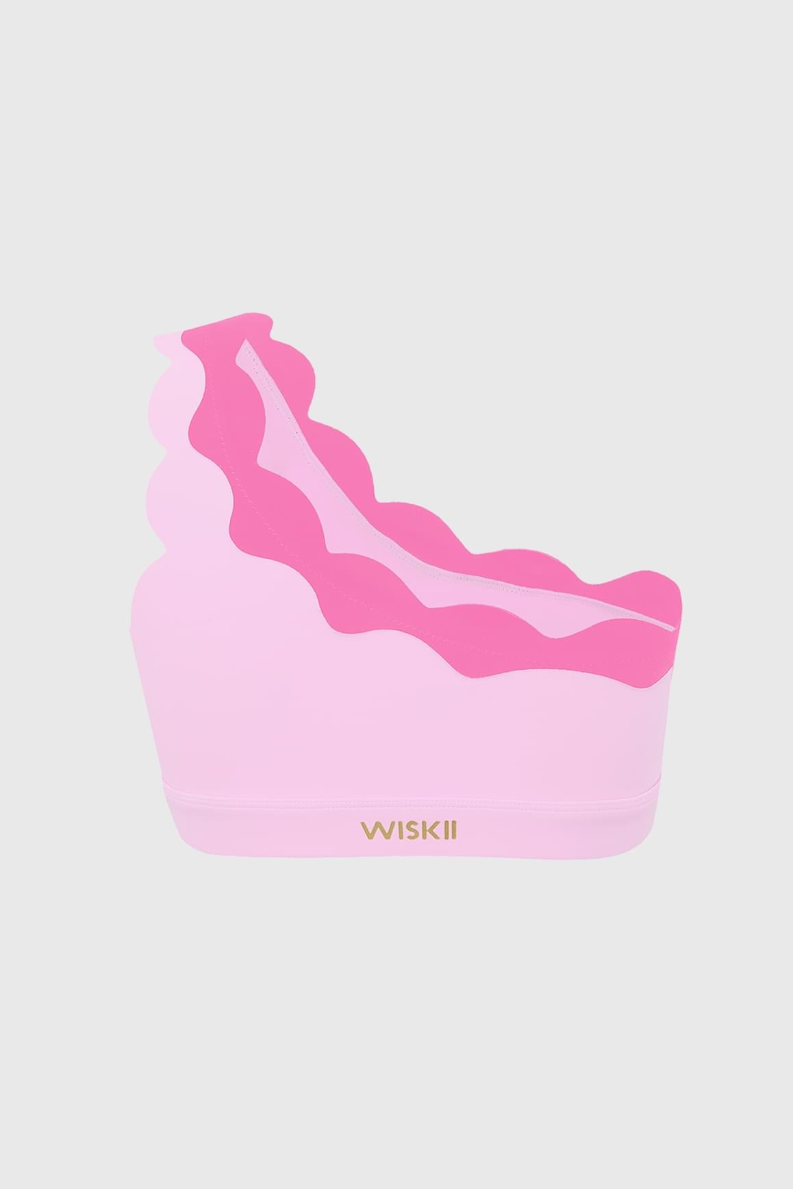 WISKII 里維埃拉扇貝單肩運動內衣,採用扇邊設計,具備單肩款式與支撐性佳的合身版型