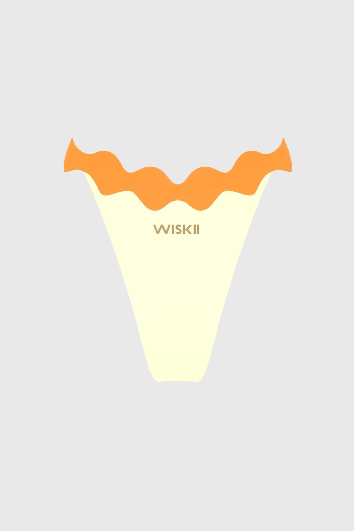 WISKII Riviera 系列扇貝撞色內褲款比基尼下褲,搭配荷葉邊與鮮豔色彩細節