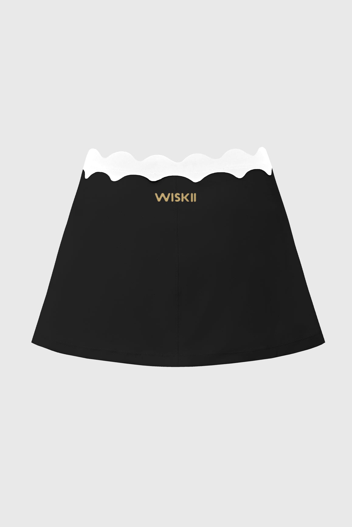 WISKII Riviera scallop contrast skirt with ruffled hem and layered design, featuring a stylish and feminine silhouette.