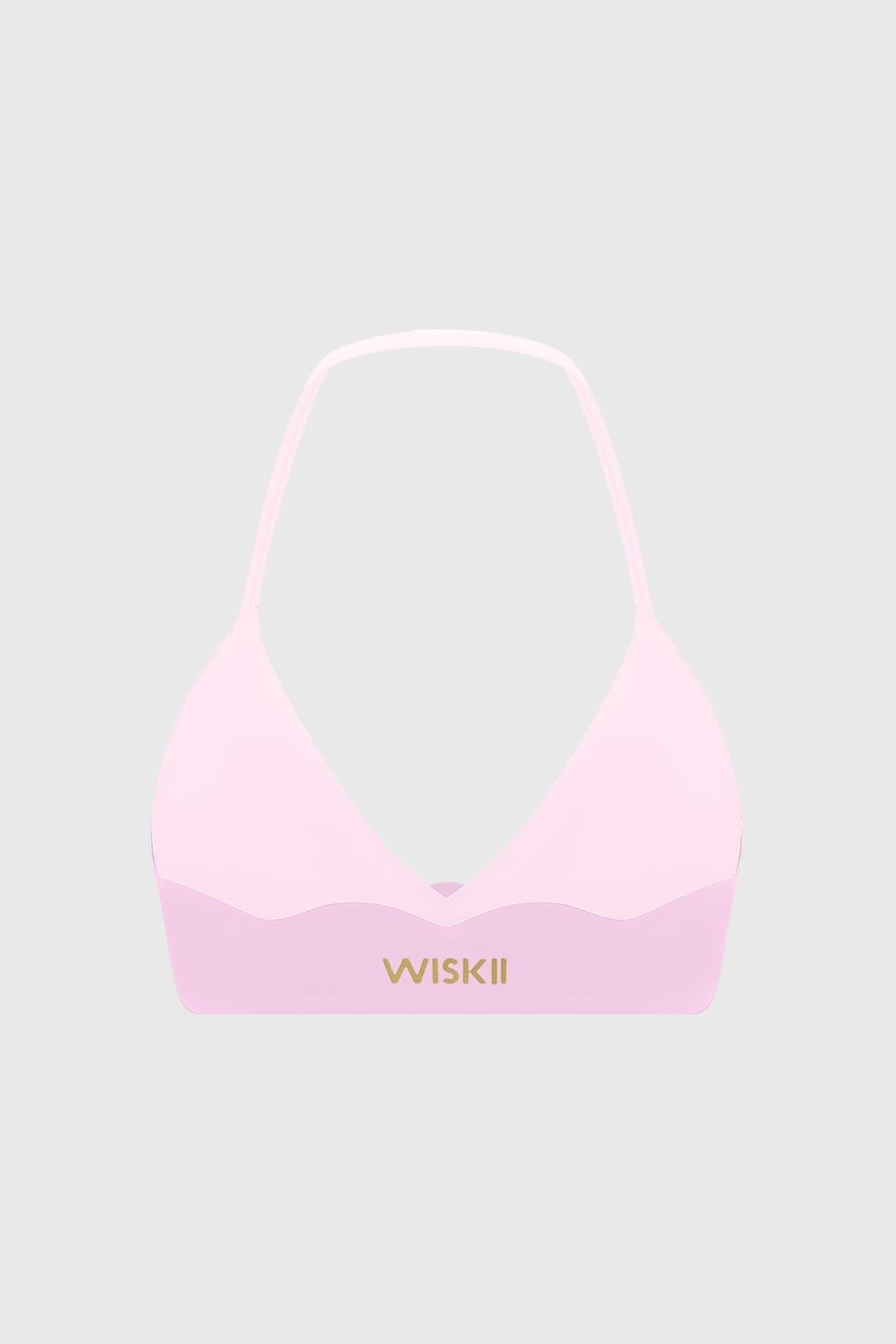 WISKII Riviera 扇貝造型對比邊飾掛脖運動內衣,具支撐性設計與時尚扇貝狀邊緣,展示於純白背景上