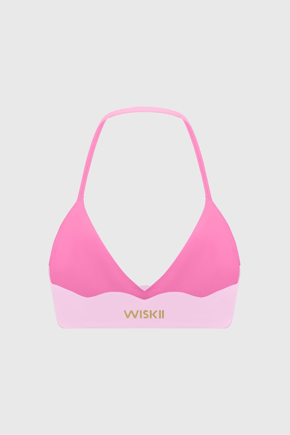 WISKII Riviera 扇邊撞色掛脖運動內衣(黑色),帶有扇邊細節與支撐型掛脖設計,展示於服裝模特人形台上。