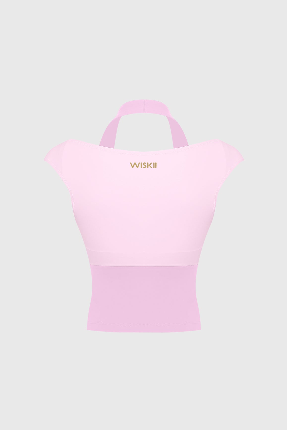 WISKII halter cap-sleeve tank bra top in black, featuring a fitted design with a stylish halter neckline and cap sleeves.