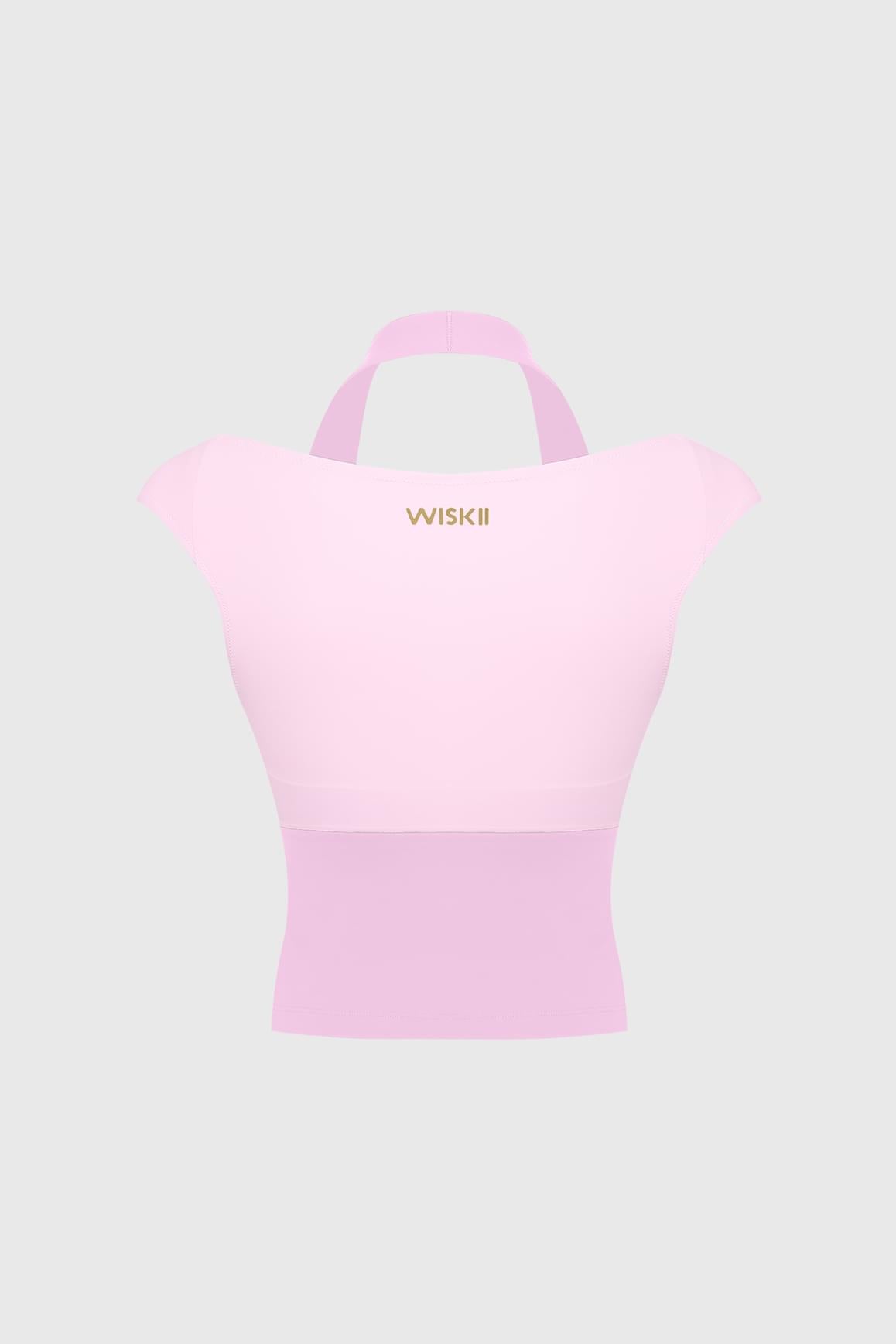 WISKII 黑色掛頸蓋袖背心式內衣上衣,採用合身設計,搭配時尚掛頸領與蓋袖