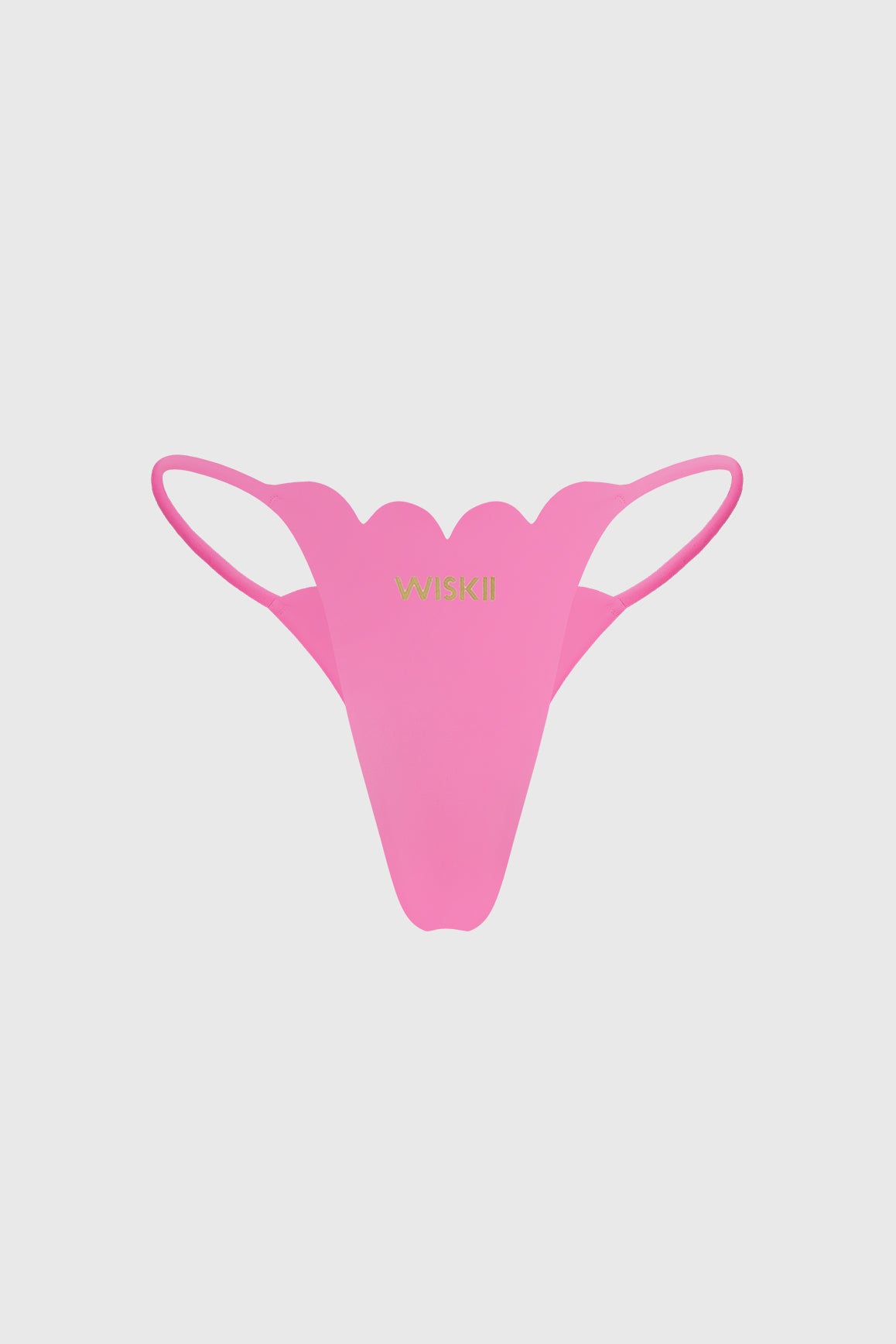 WISKII scallop high-leg bikini bottom in vibrant color, featuring a stylish high-rise design and scalloped edges.