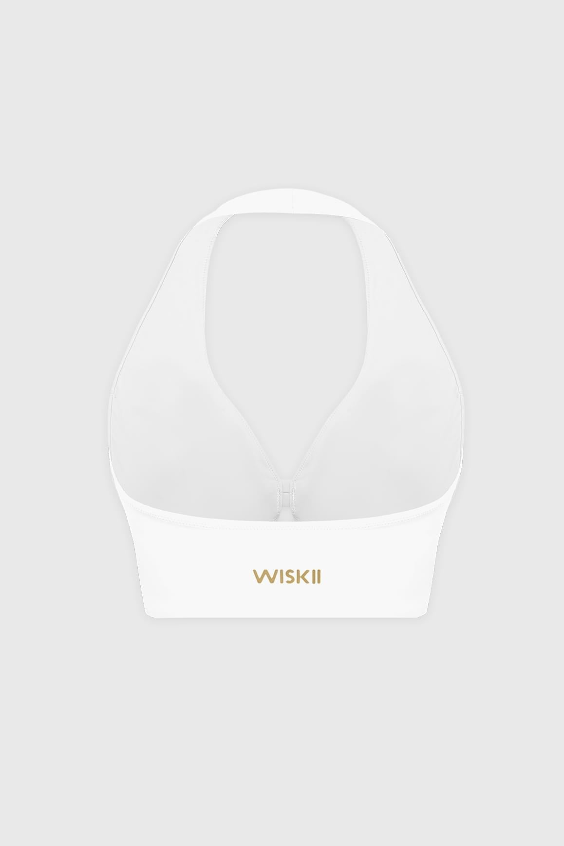 WISKII 黑色花瓣剪裁掛脖運動內衣,飾有花卉花瓣設計,搭配具支撐性的掛脖領型,適合運動穿搭。
