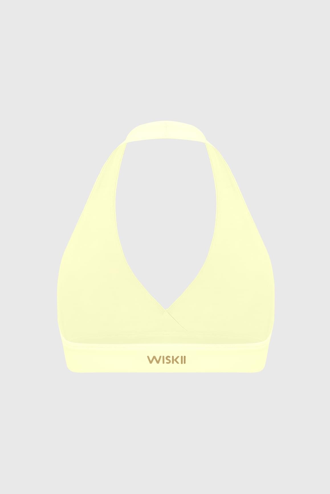 WISKII 水波紋抽褶掛脖運動內衣(黑色款),採用抽褶設計與掛脖領型,提供具支撐性的運動著裝