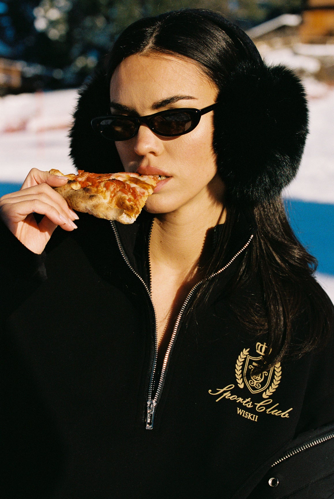 Retro warm half-zip polo sweatshirt in cozy loungewear style by WISKII, featuring a relaxed fit and soft fabric.