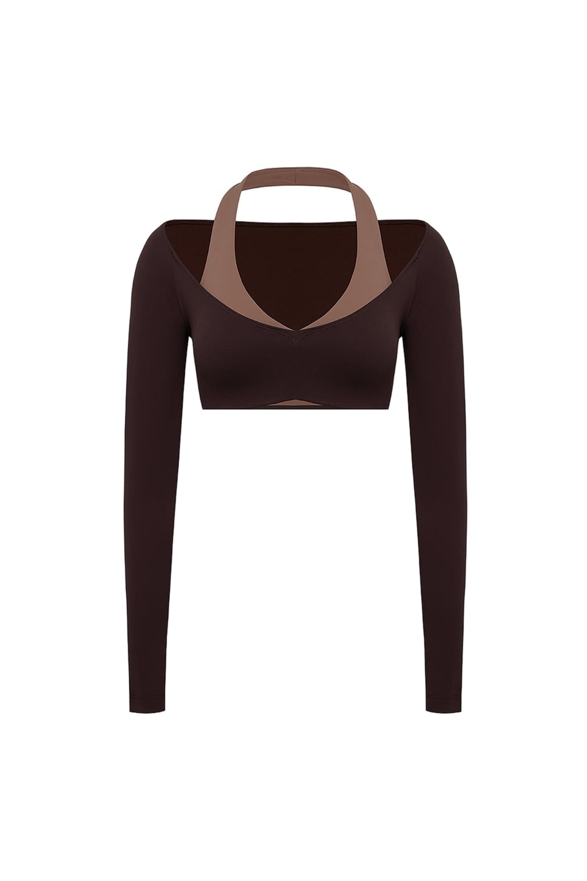 Colorblock One-Piece Long Sleeve Crop Top - WISKIIWS620figmochaS