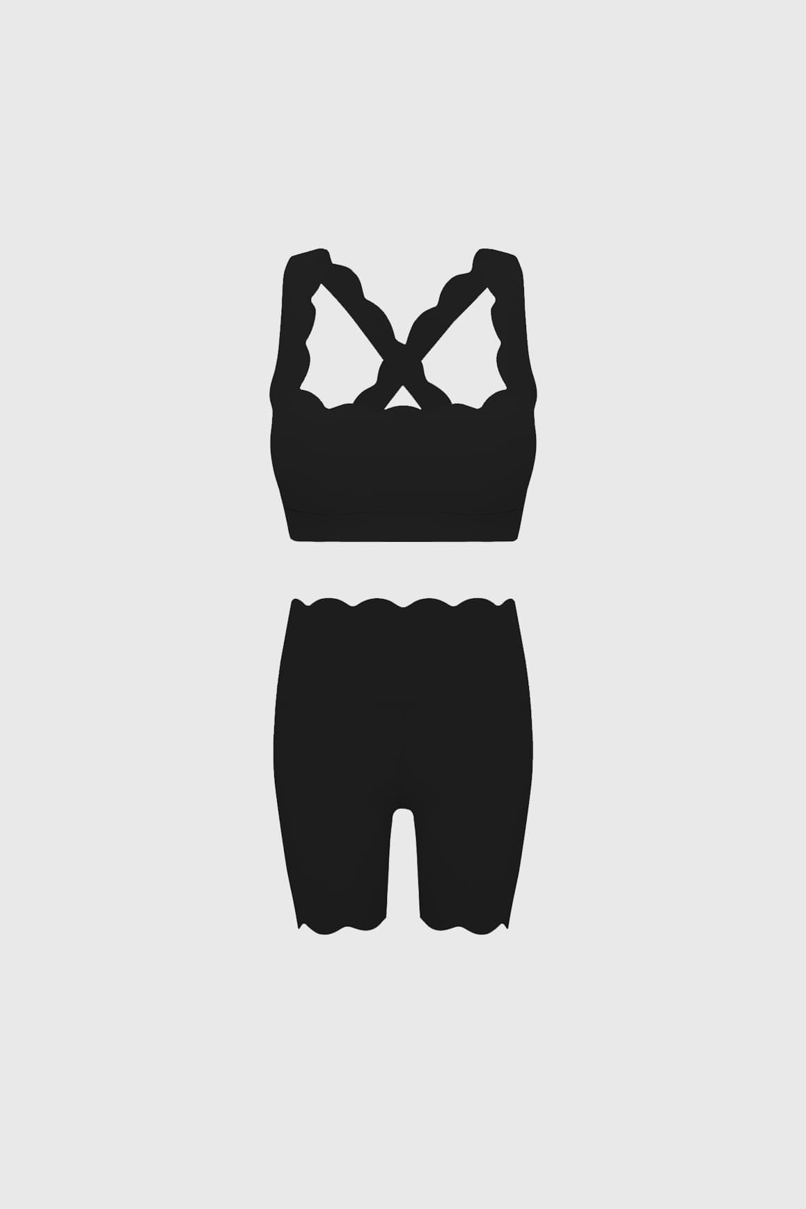 Cross Back Sports Bra & WISKII High-waist Biker Short - WISKIIWS201205BblackS