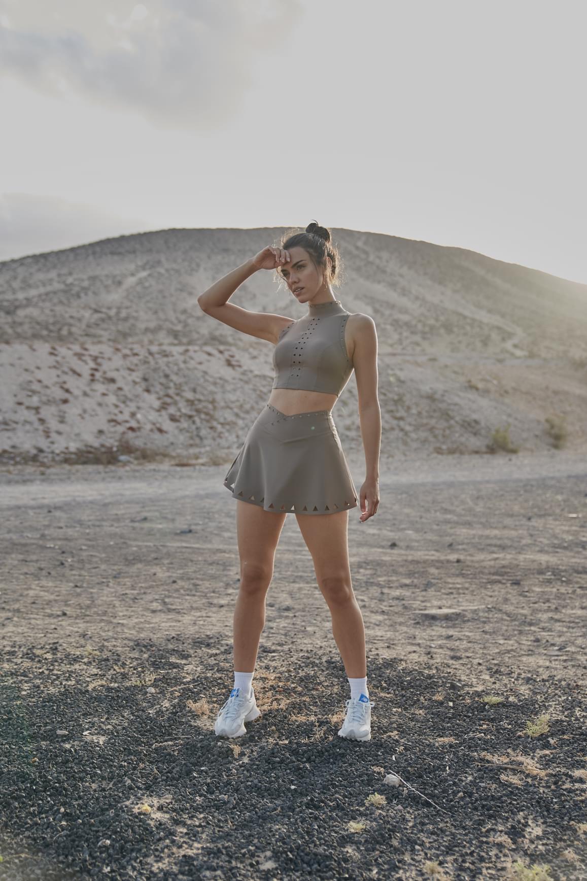 High Neck Laser Cut Leisure Bra - WISKIIWS277almondbutterS