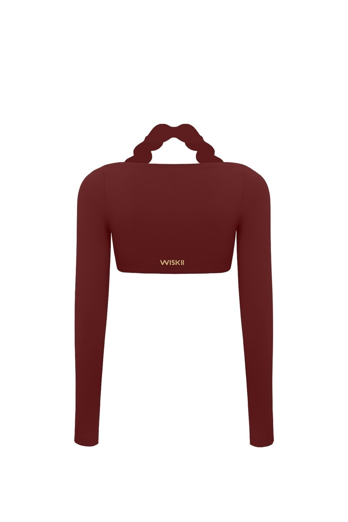Long Sleeve Scallop Crop Top - WISKIIWS671mulledwineS