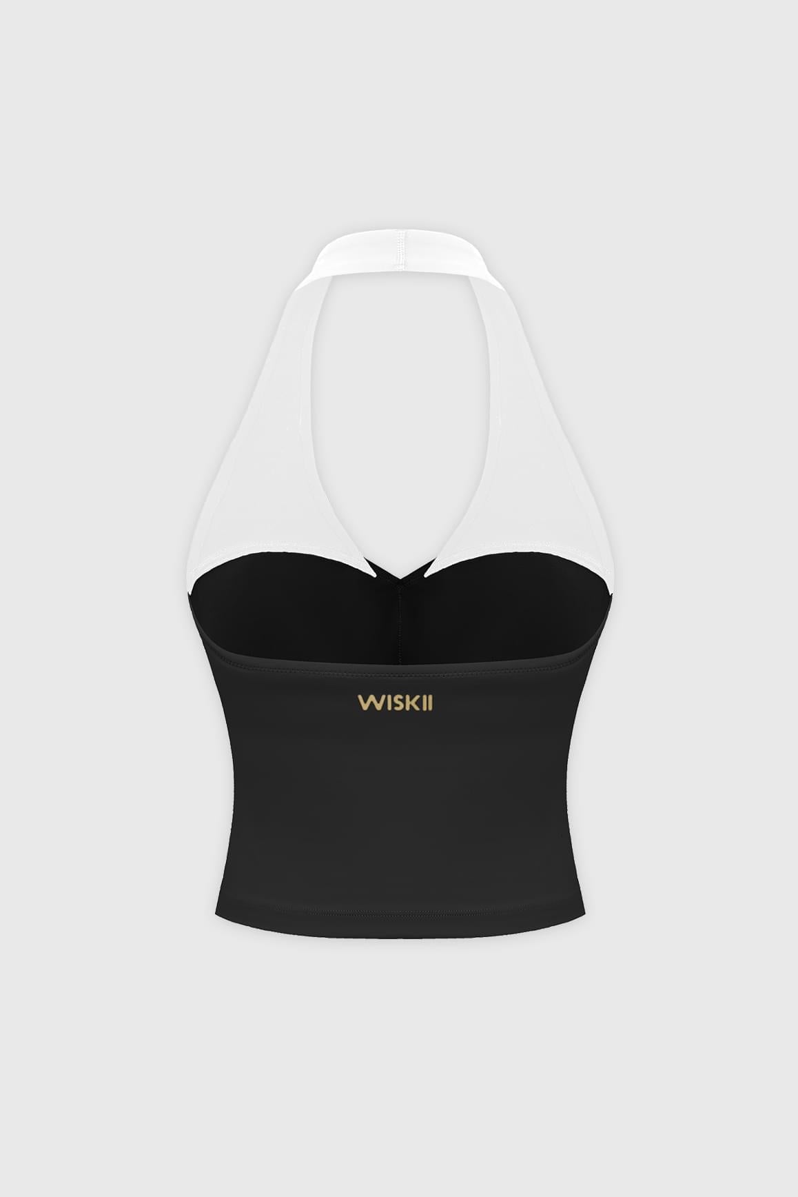 Riviera Contrast Halter Tank - WISKIIWS688blackivoryS