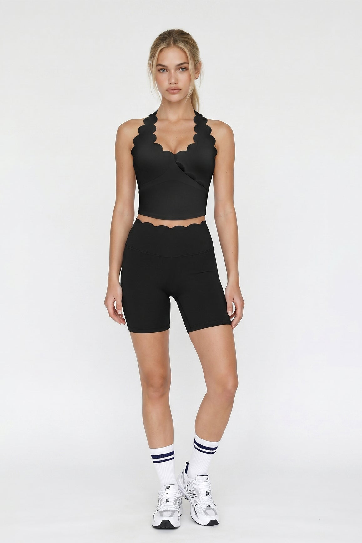 Riviera Scallop Halter Bra Tank - WISKII - Crop Tops