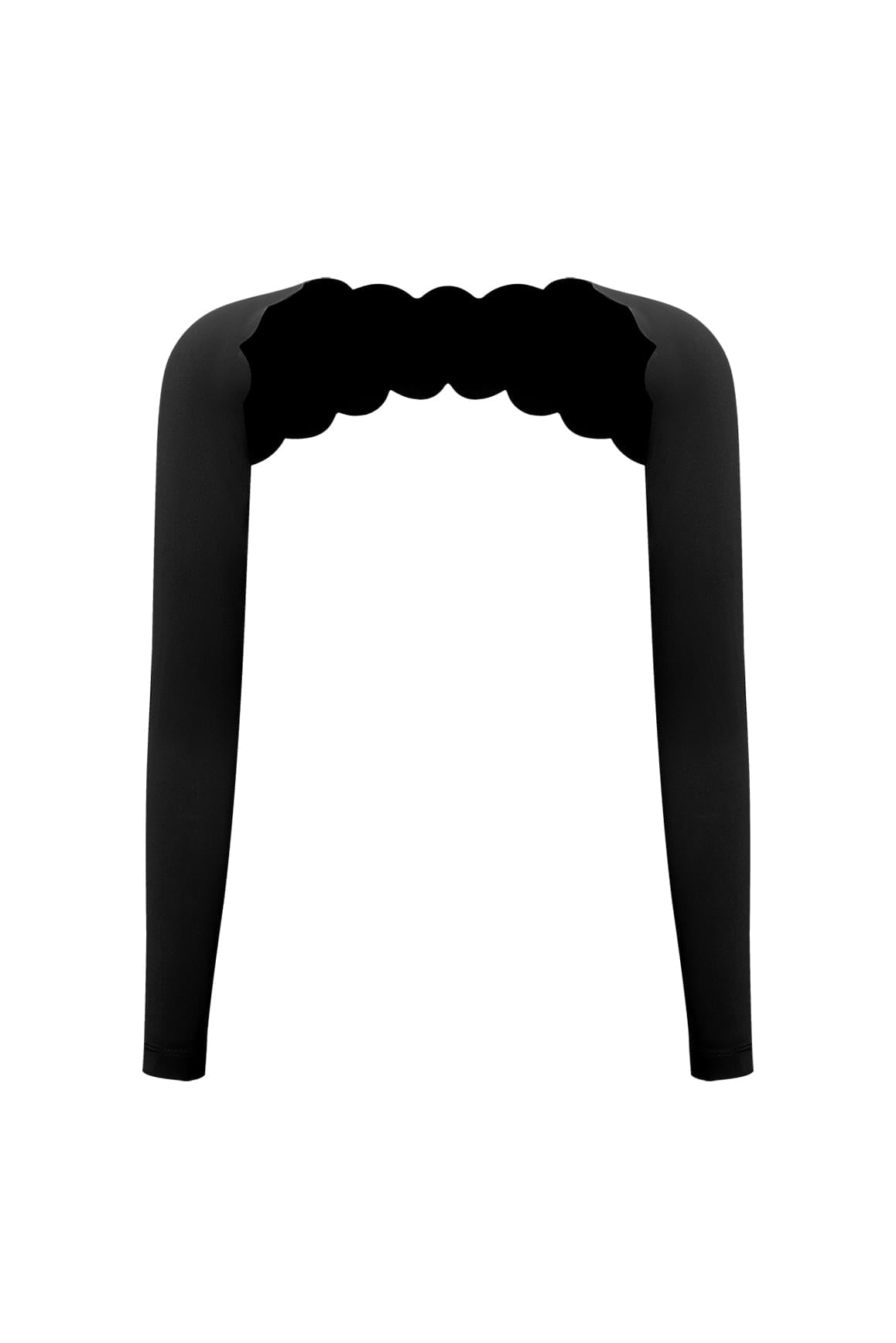 Scalloped Long Sleeve Sports Shrug - WISKIIWS611blackS