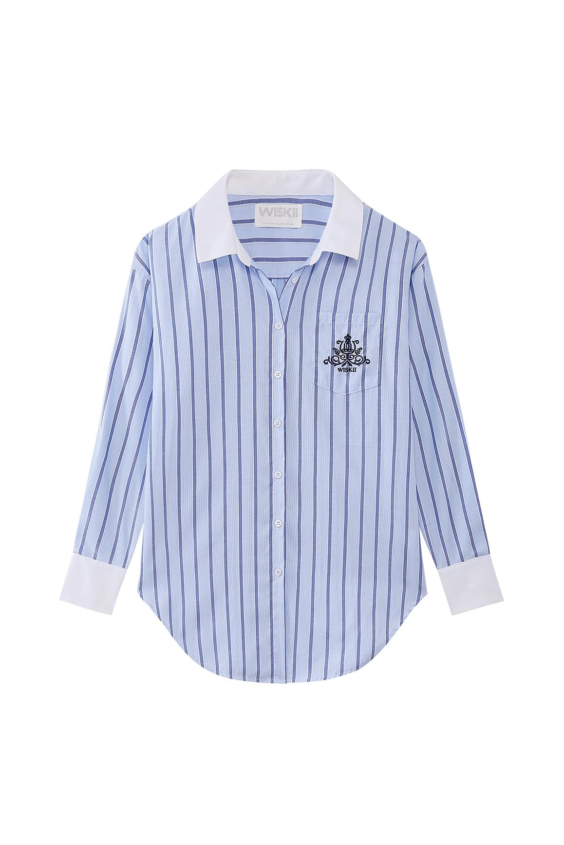 Stripe Button-Down Longline Shirt - WISKIIWS637rivieraazureS/M