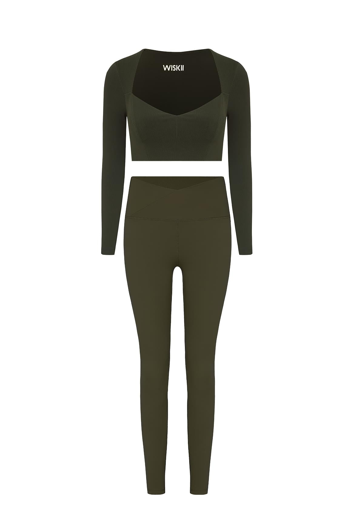 Elegant Long Sleeve Crop Top & V-waist Yoga Legging.