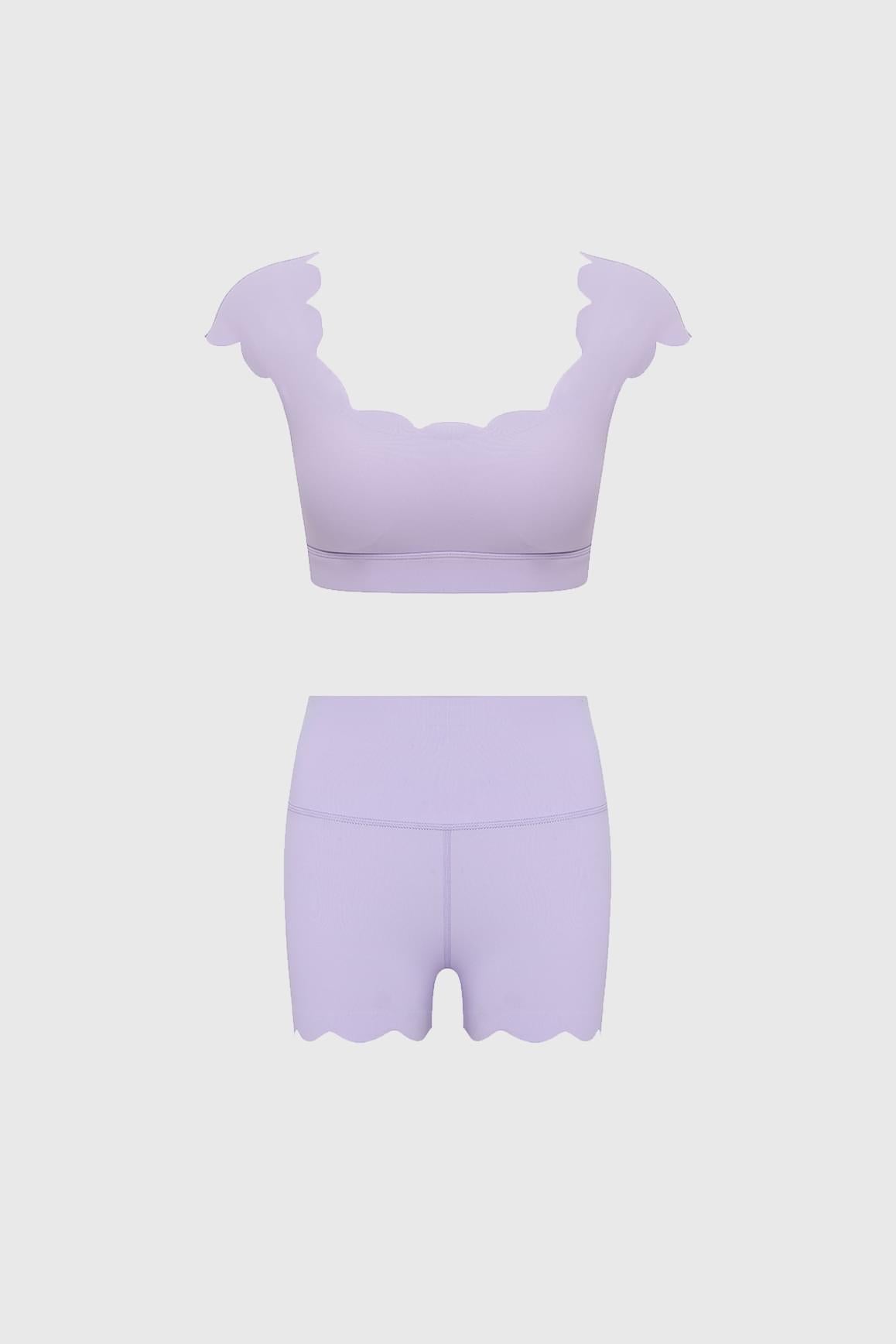 WISKII Chic Bra Top & Leisure High-Waist Mini Short - WISKIIWS202205CtaroicecreamS