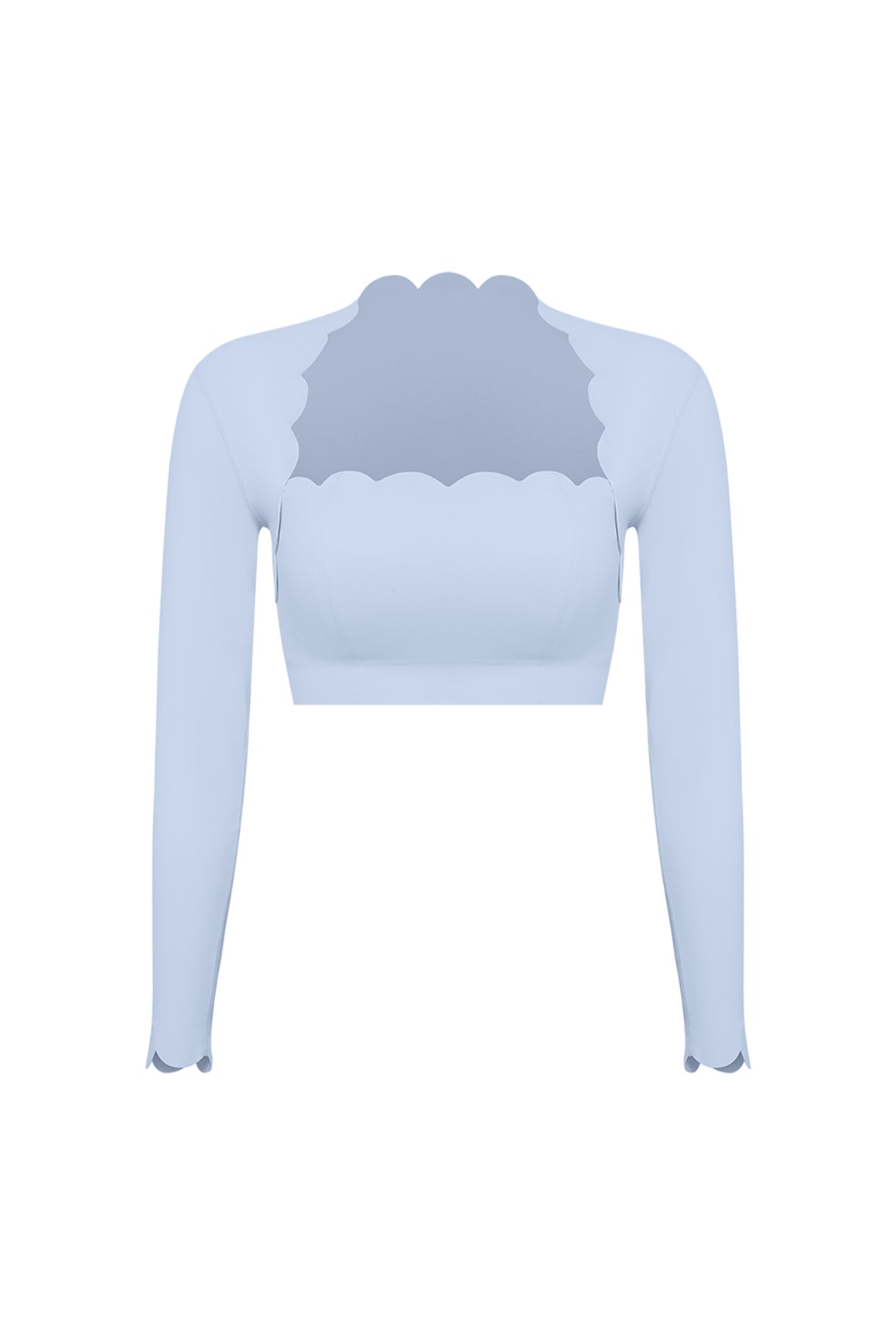 Scallop Cropped Long Sleeve Top | heavenlyblue | Mini Length | WISKII ACTIVE