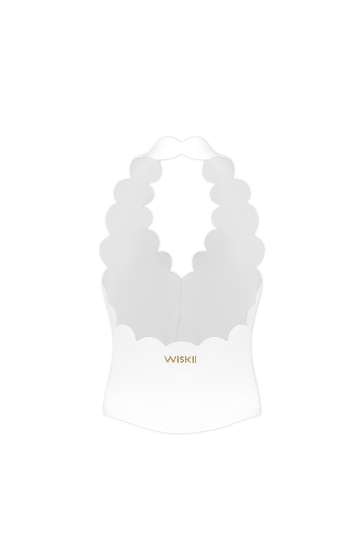 WISKII Riviera 粉紅色扇貝邊掛脖內搭短版背心,帶扇貝滾邊細節與掛脖領型,時尚舒適適合休閒穿搭