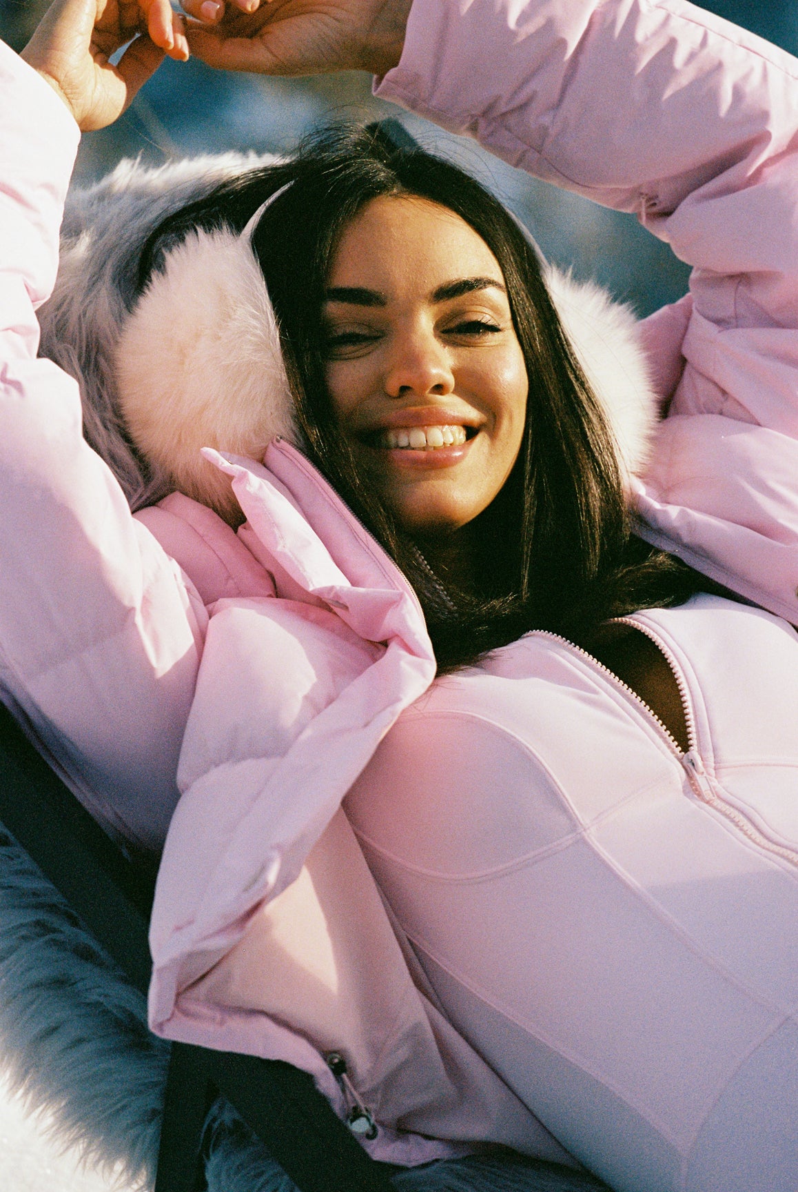 WISKII long sleeve half-zip full length unitard in ballet blush, featuring a sleek design for comfort and mobility.