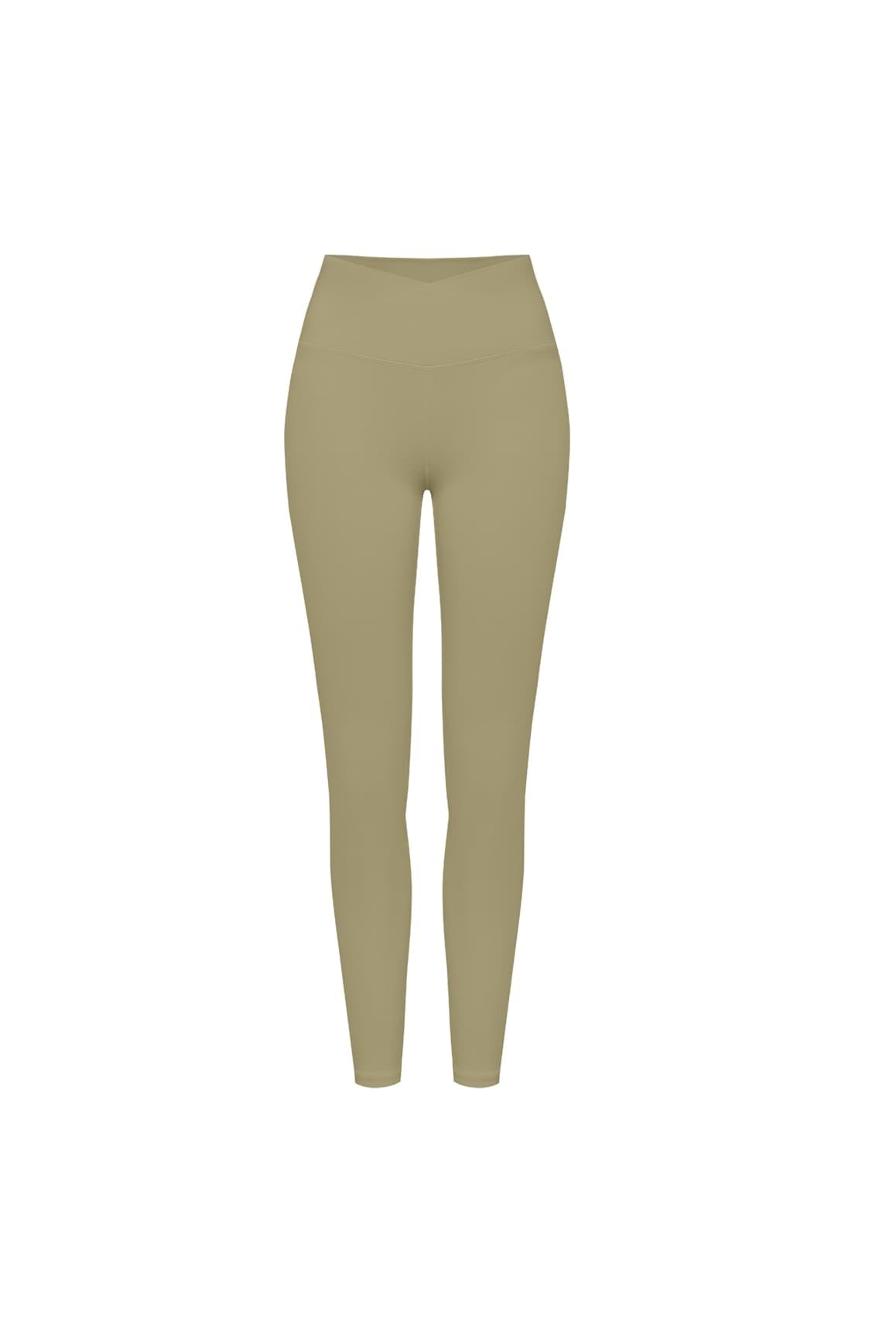WISKII 象牙白V腰皺褶緊身Leggings,具備高腰設計與貼身剪裁,打造時尚舒適的造型。