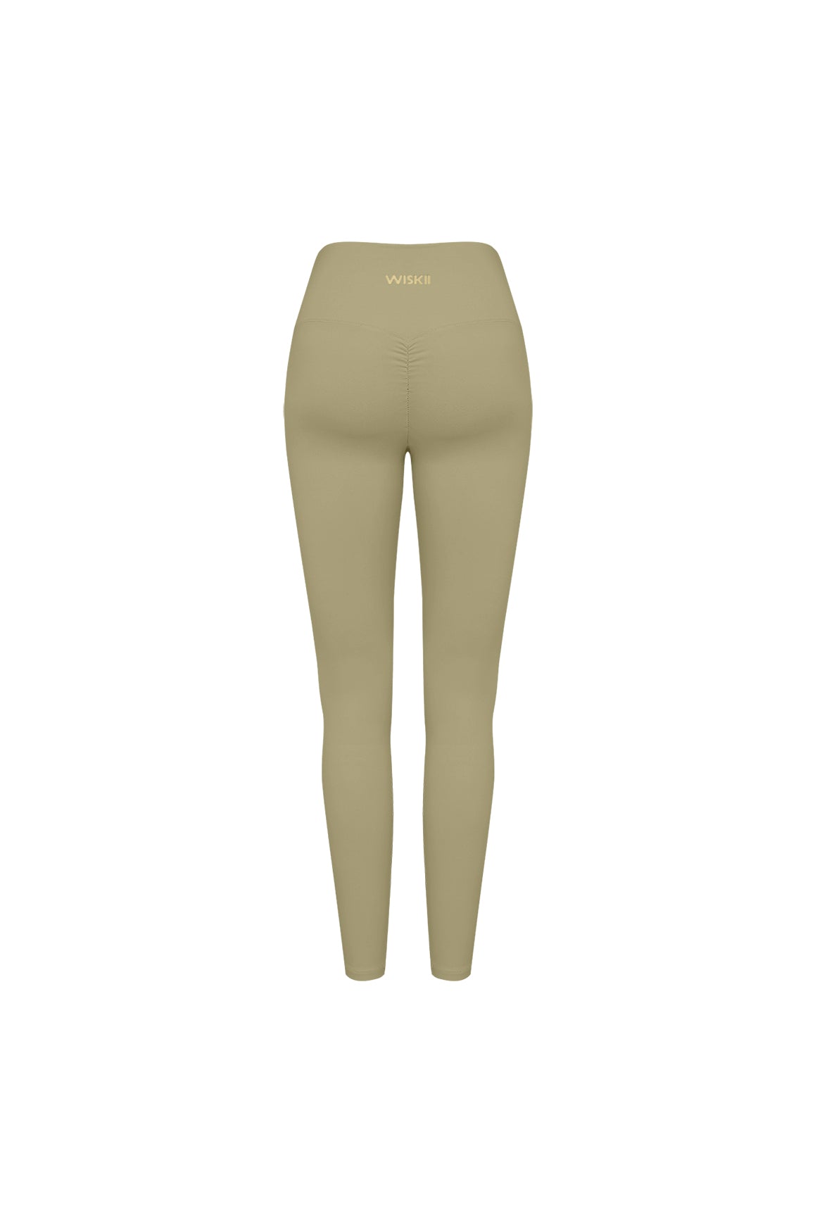 WISKII V-Waist Scrunch Legging in green, featuring a high-waisted design and scrunch detail at the back.