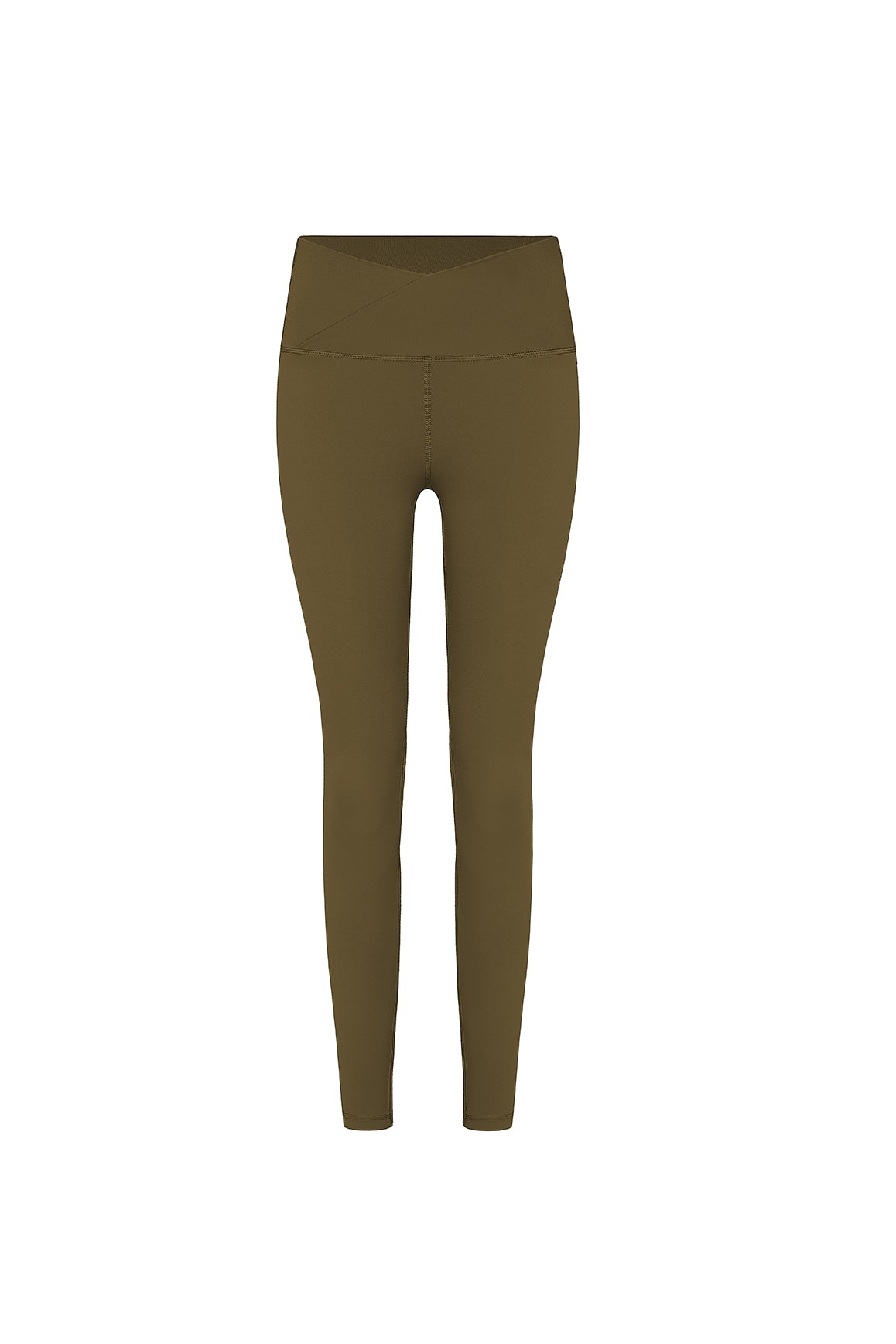 Ivory V-waist yoga leggings by WISKII, close-up showing stretchy, comfortable fabric and sleek fit for active wear.