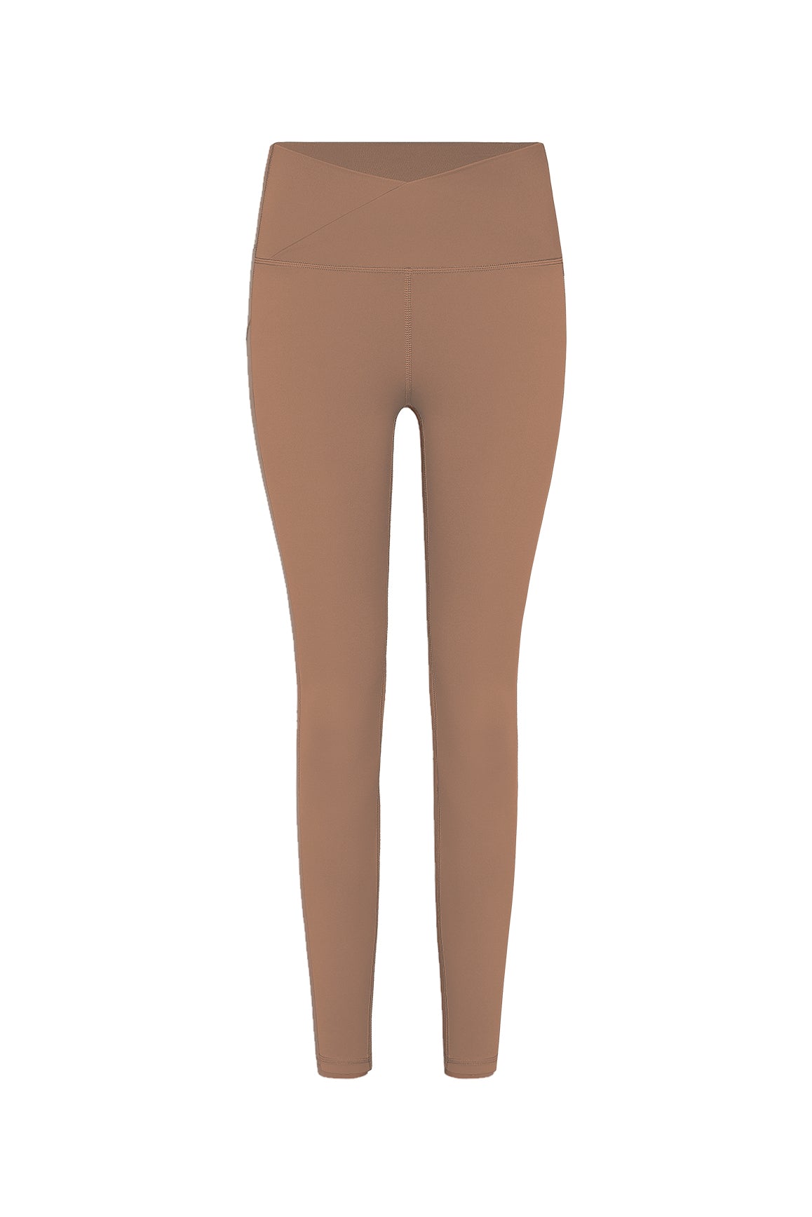 Ivory V-waist yoga leggings by WISKII, showing close-up of stretchy, comfortable fabric and high-rise fit for active wear.