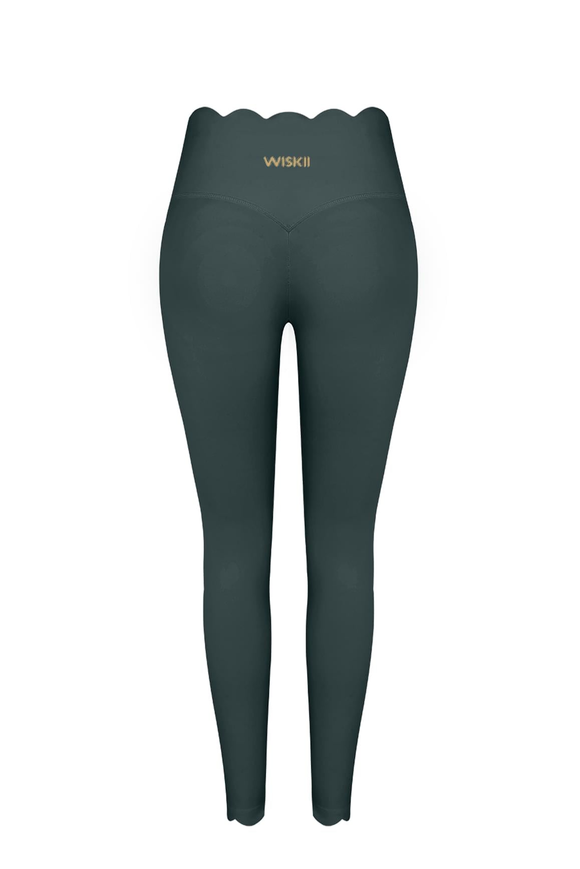 WISKII high-waist scallop scrunch legging in Sakura Zen, featuring a flattering fit and stylish scalloped design.