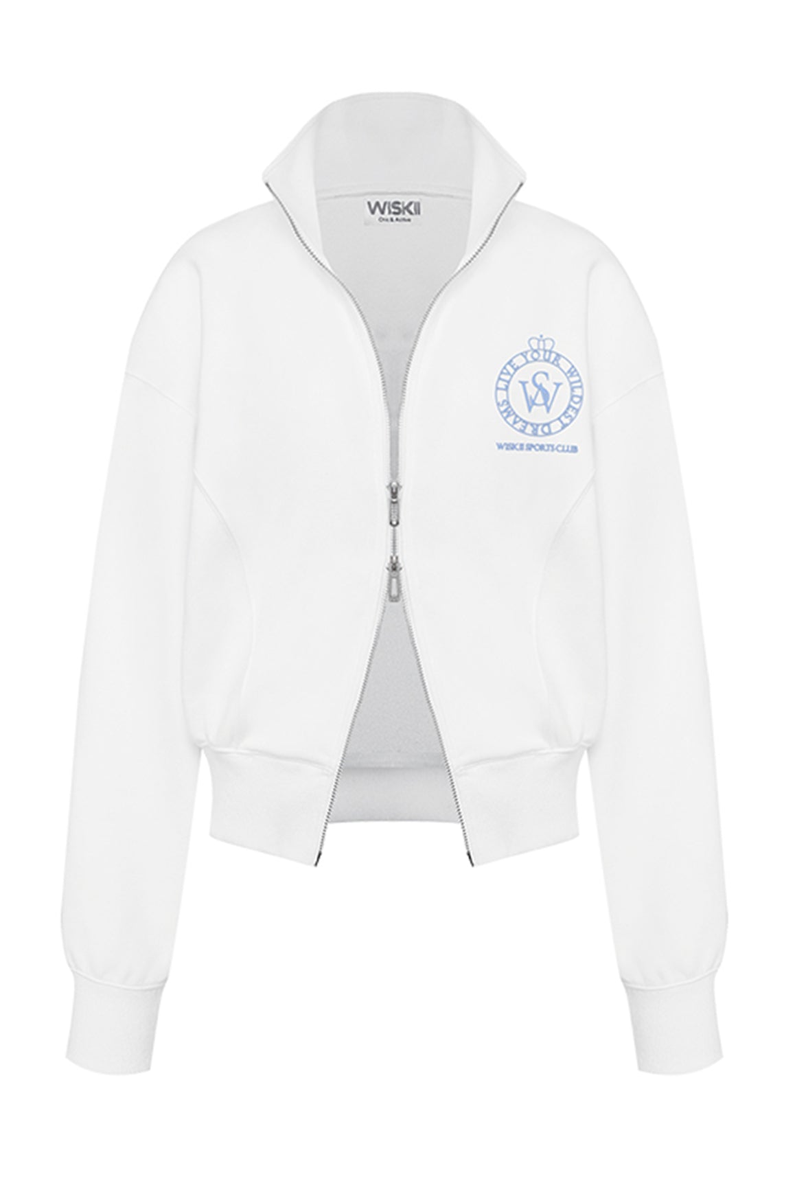 WISKII two-way zipper jacket in soft fabric, featuring a relaxed fit and stylish design, perfect for loungewear.