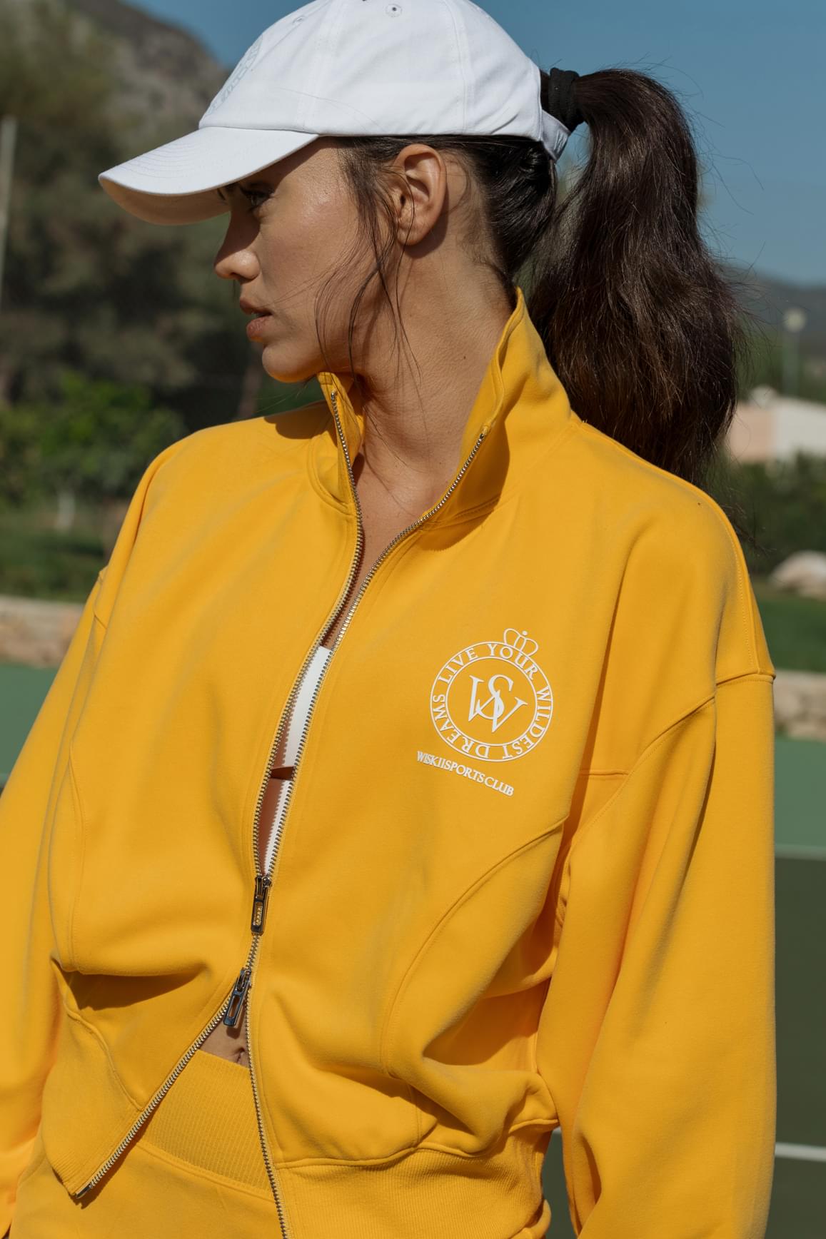 WISKII Two-Way Zipper Loungewear Jacket in oat milk color, featuring a zip-up front and comfortable fit.
