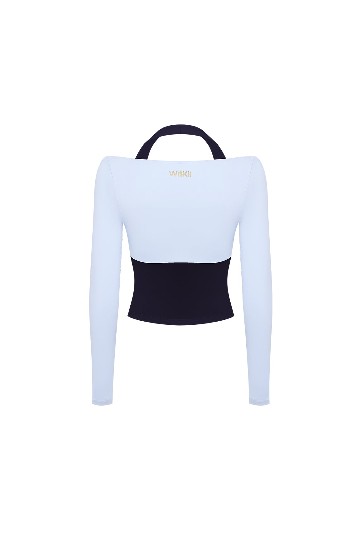 WISKII colorblock long sleeve one-piece top in midnight with contrasting panels, casual shirts and tops for women.