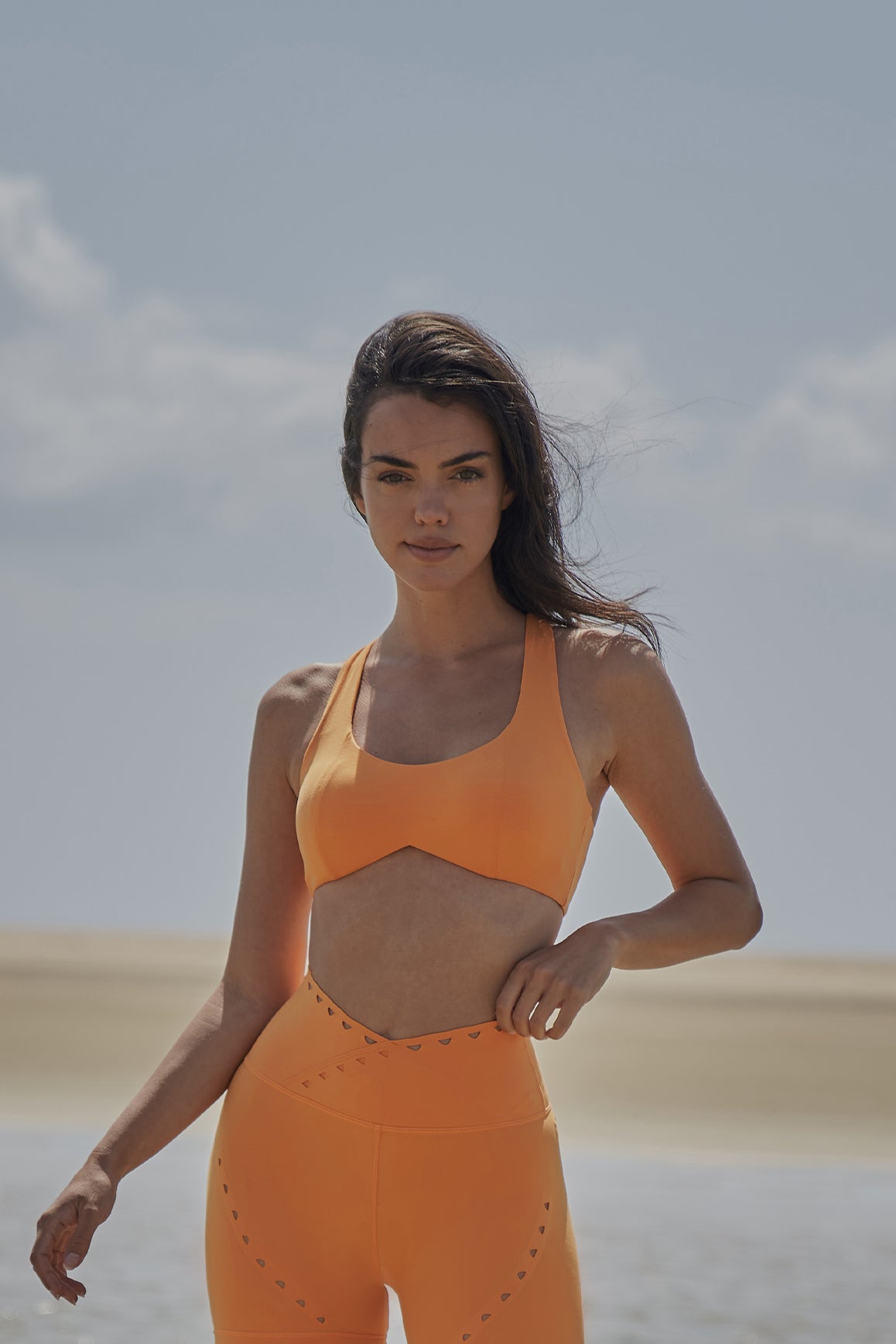 Ivory Dreamy Cutout WISKII Sports Yoga Bra with stylish cutouts and supportive fit, designed for comfortable active wear.