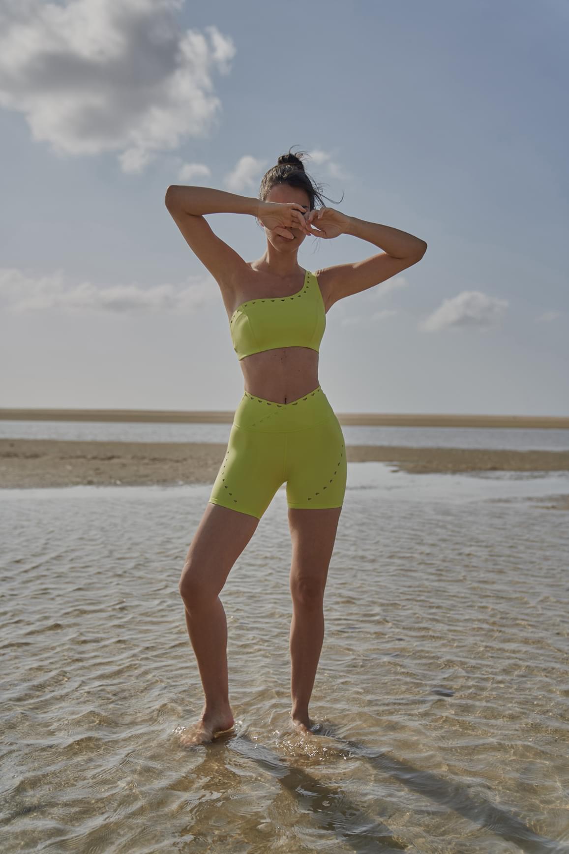 One-shoulder Laser Cut Sports Bra.